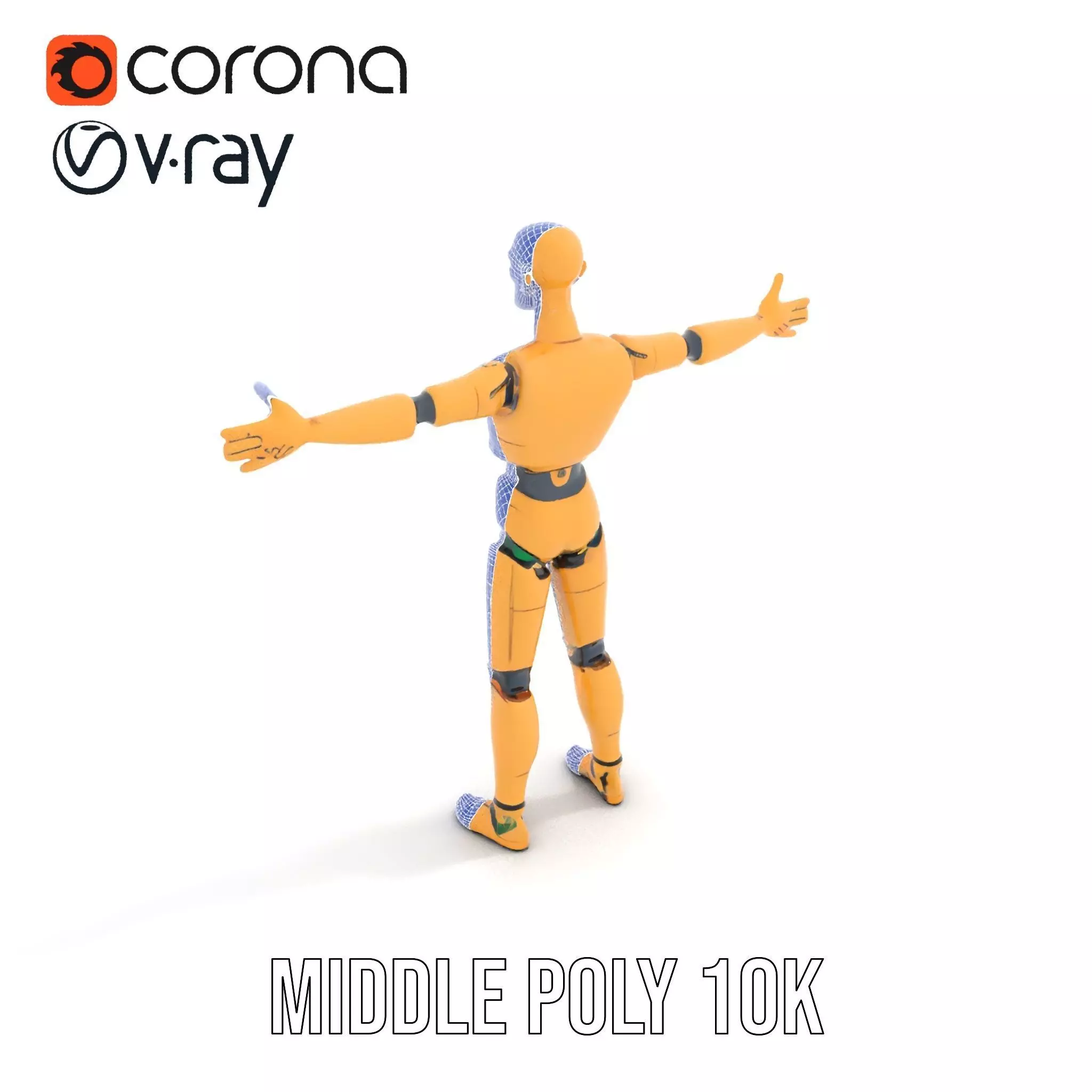 Gold Android Robot model pack Low-poly 3D model_10