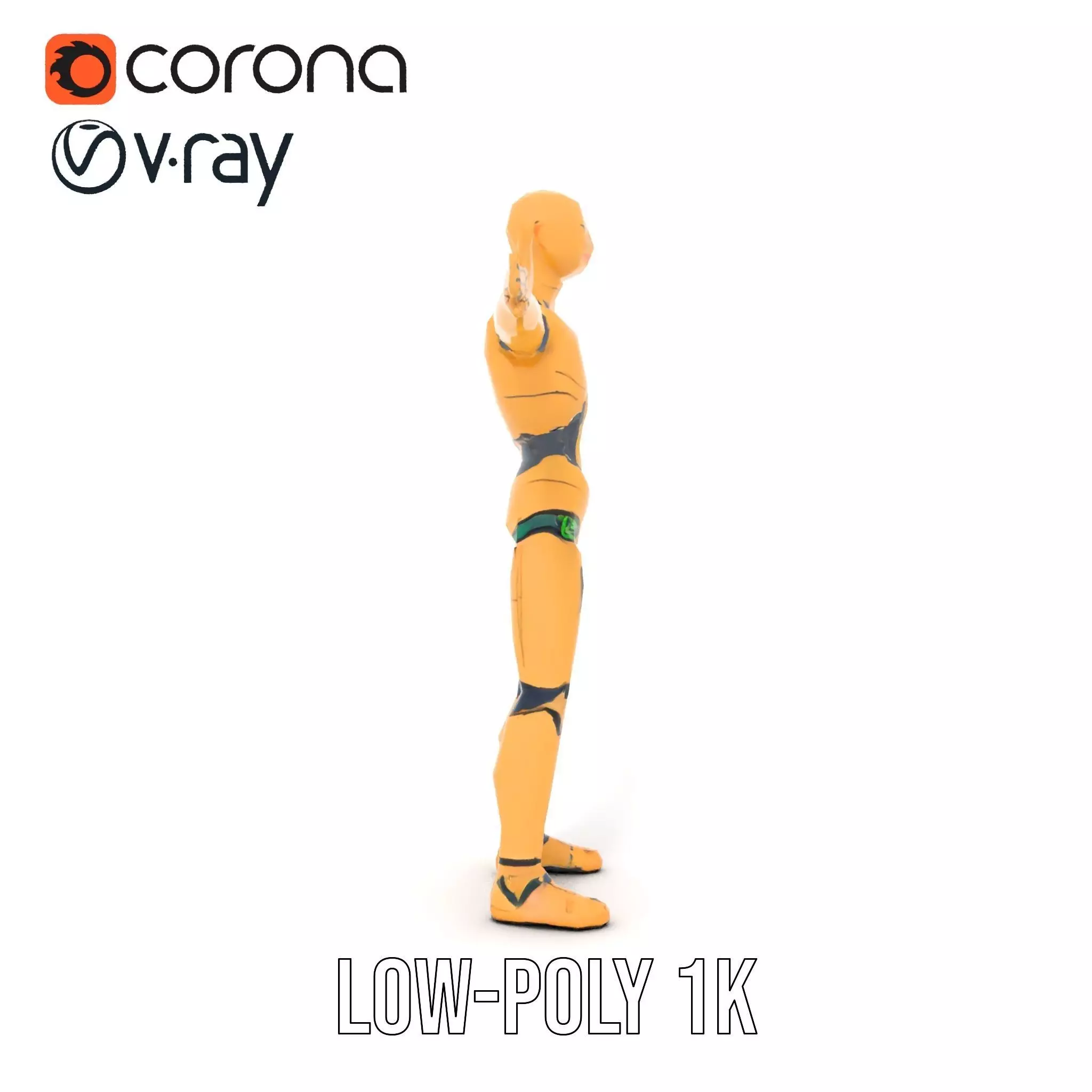 Gold Android Robot model pack Low-poly 3D model_9