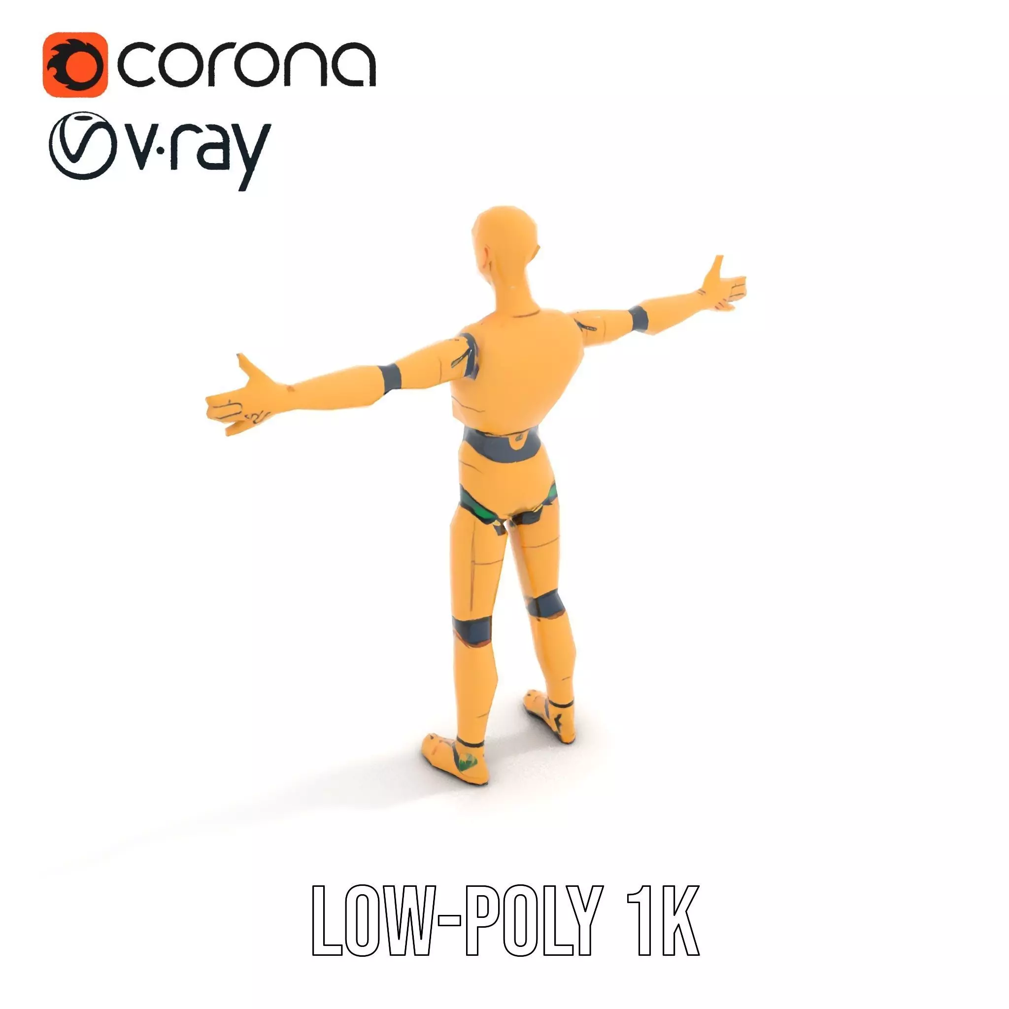 Gold Android Robot model pack Low-poly 3D model_7