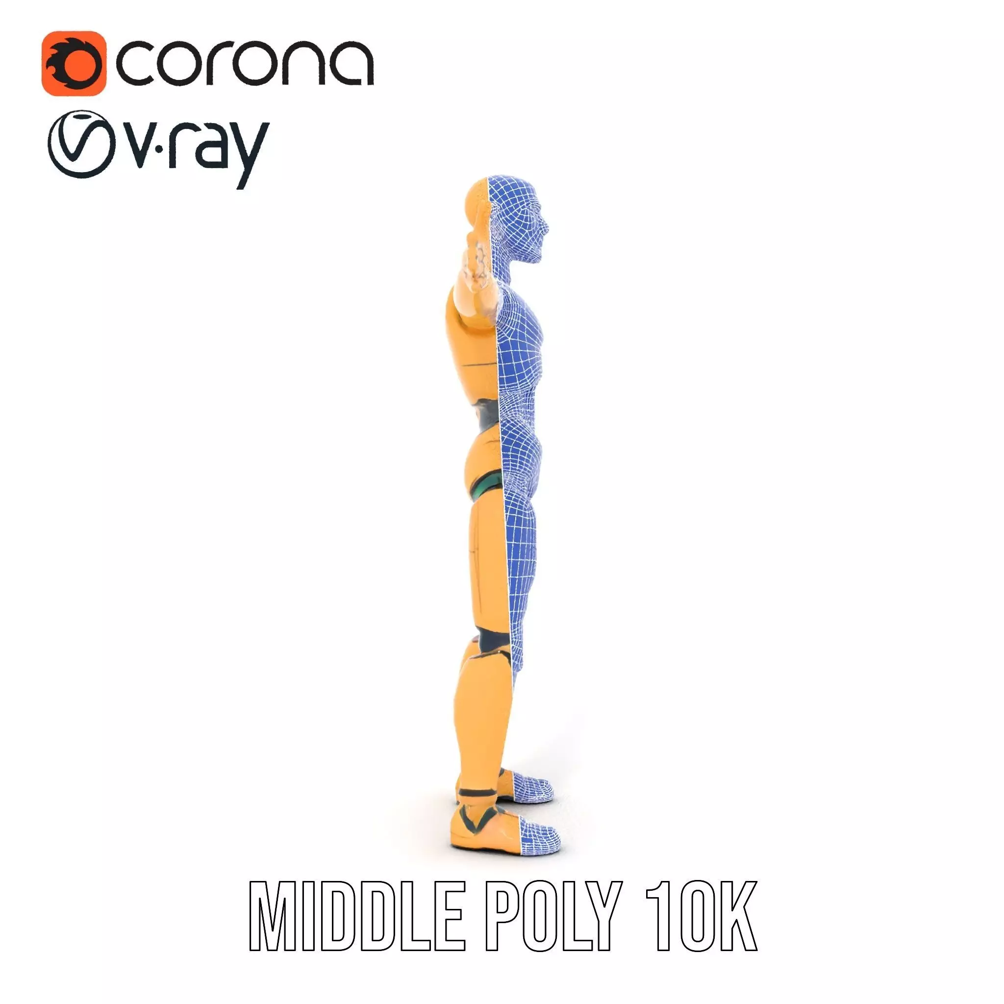 Gold Android Robot model pack Low-poly 3D model_27