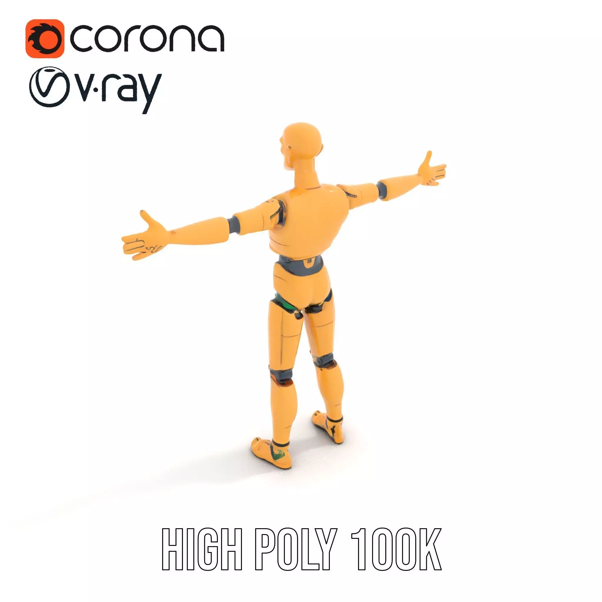 Gold Android Robot model pack Low-poly 3D model_20