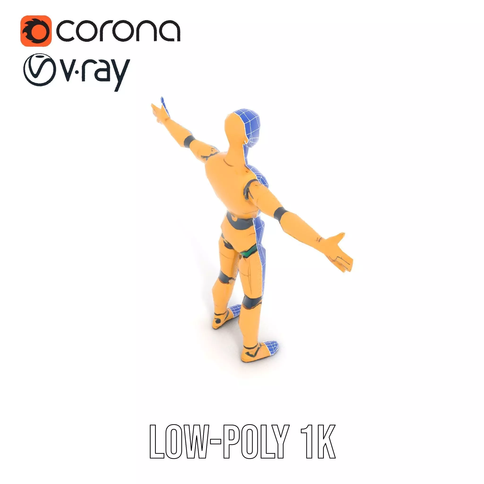 Gold Android Robot model pack Low-poly 3D model_28