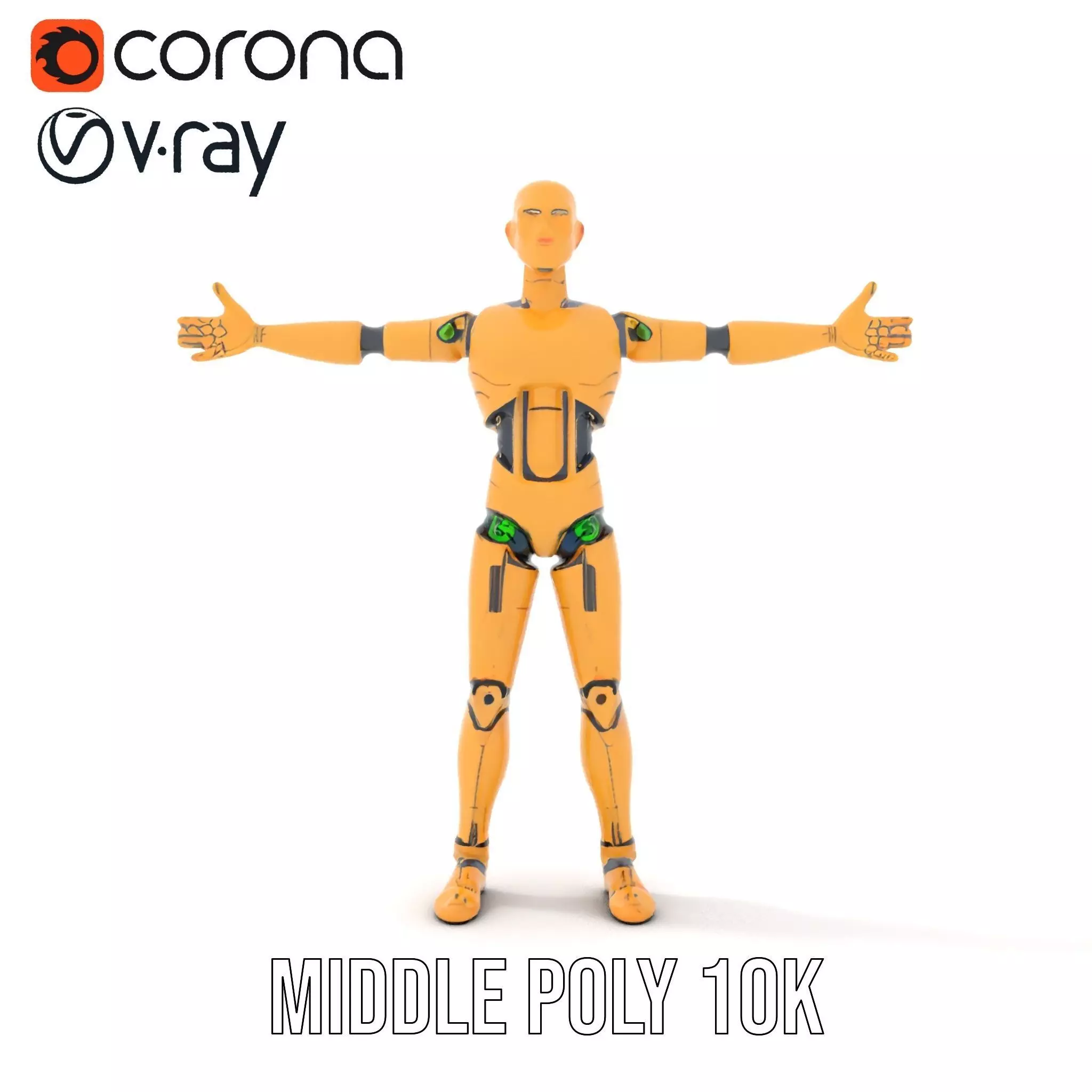 Gold Android Robot model pack Low-poly 3D model_15