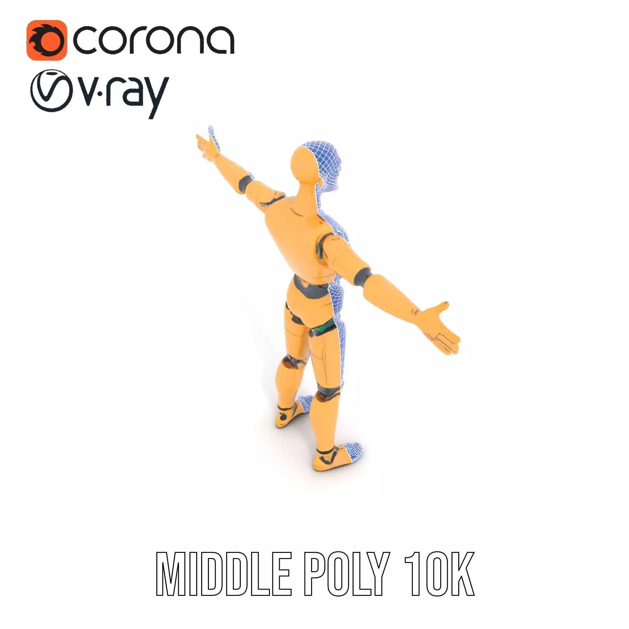 Gold Android Robot model pack Low-poly 3D model_13