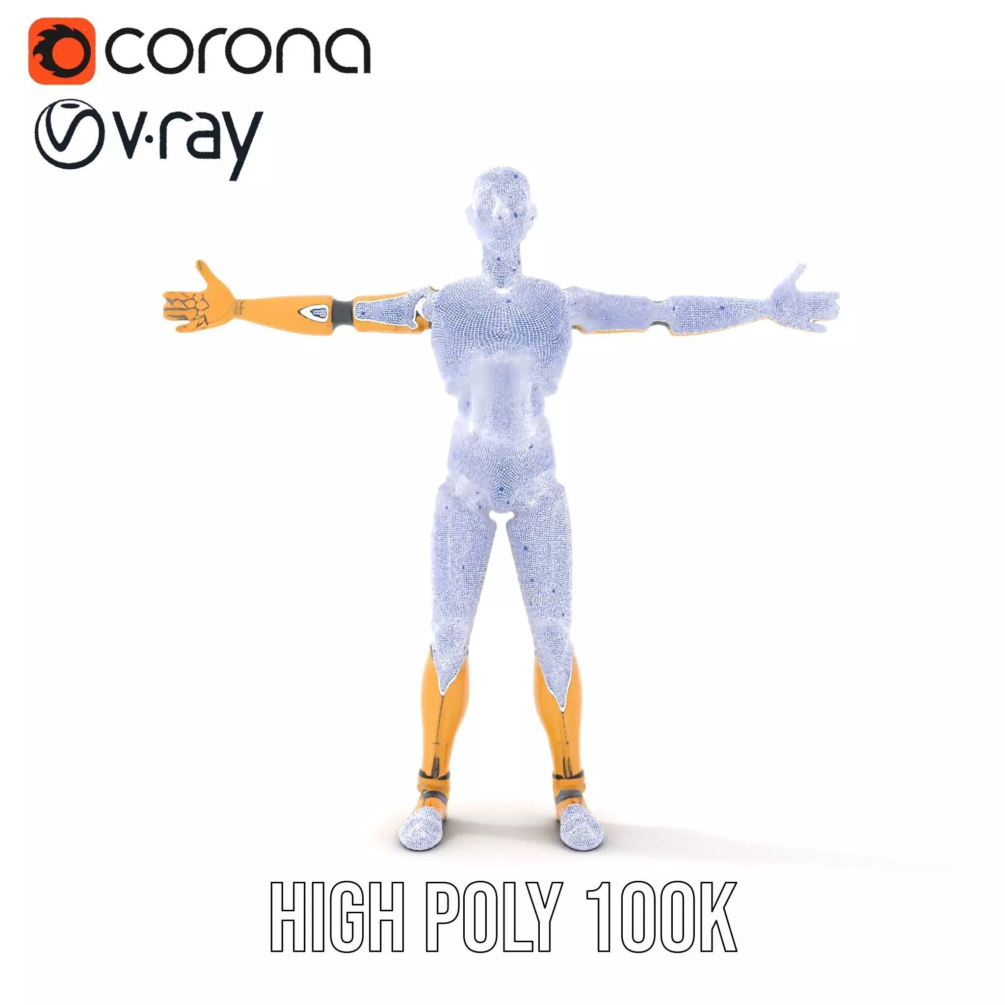 Gold Android Robot model pack Low-poly 3D model_34