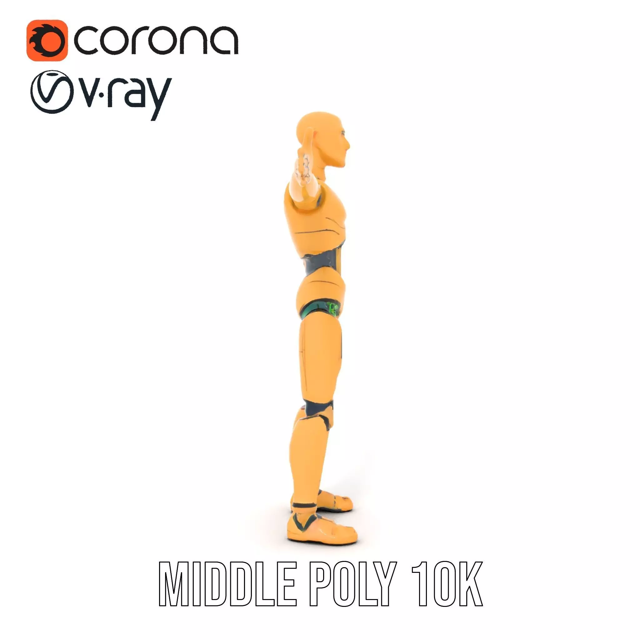 Gold Android Robot model pack Low-poly 3D model_5