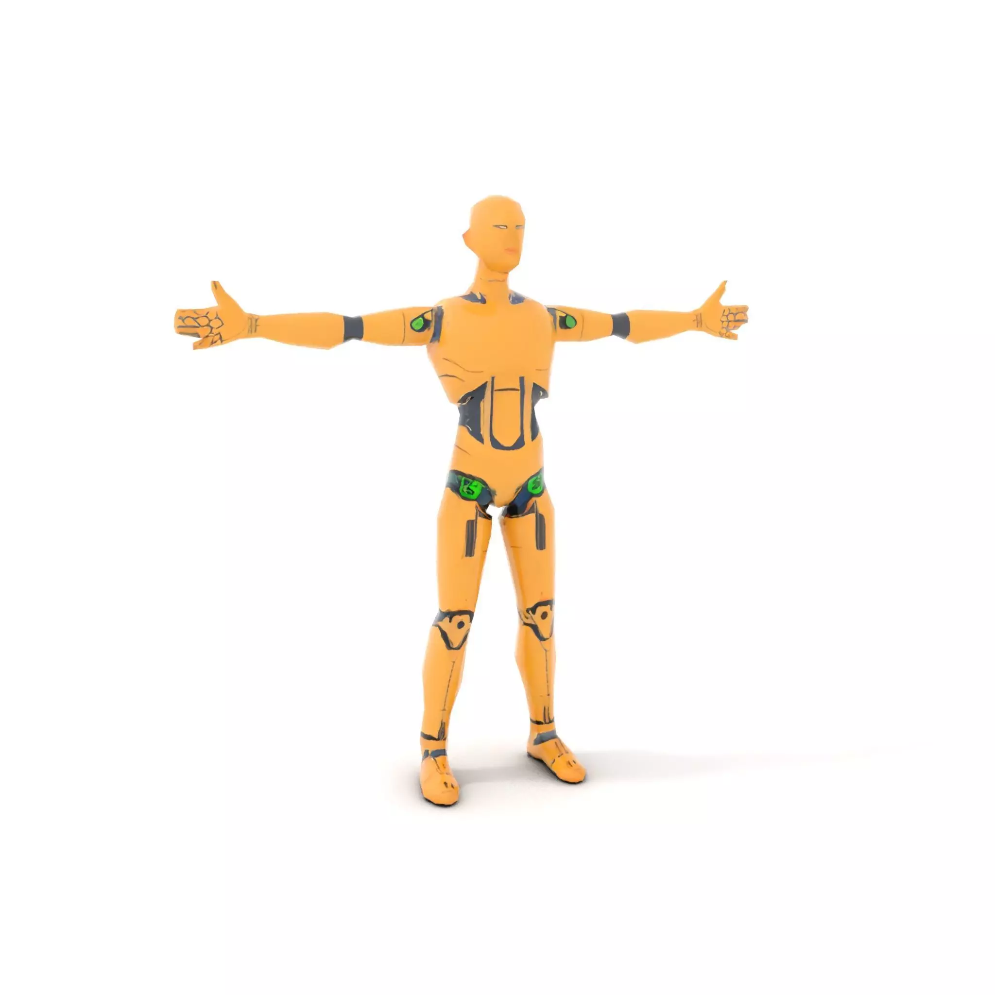 Gold Android Robot model pack Low-poly 3D model_11