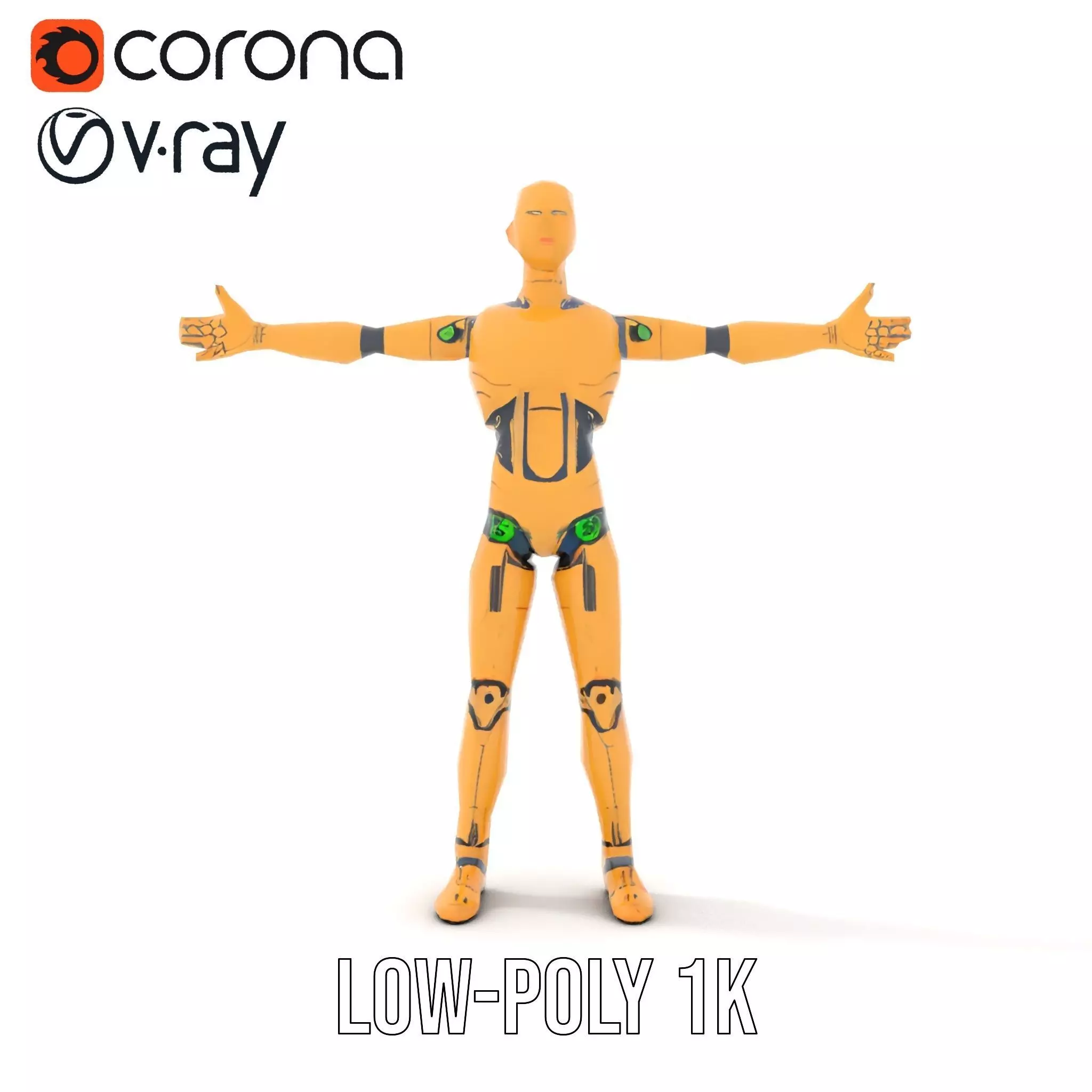 Gold Android Robot model pack Low-poly 3D model_14