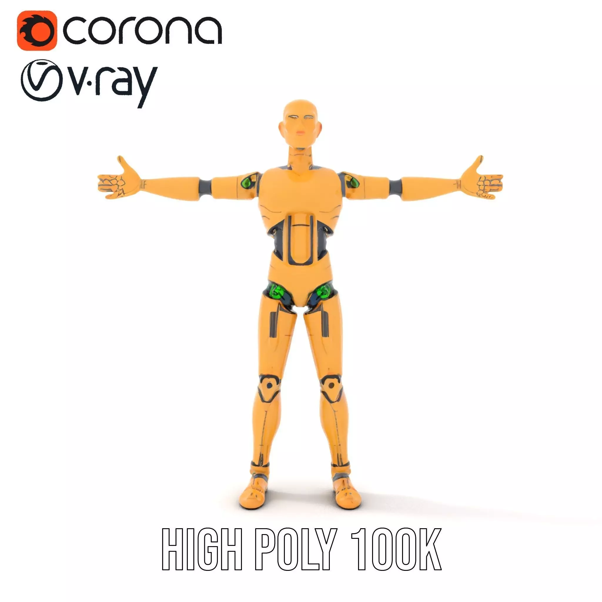 Gold Android Robot model pack Low-poly 3D model_26