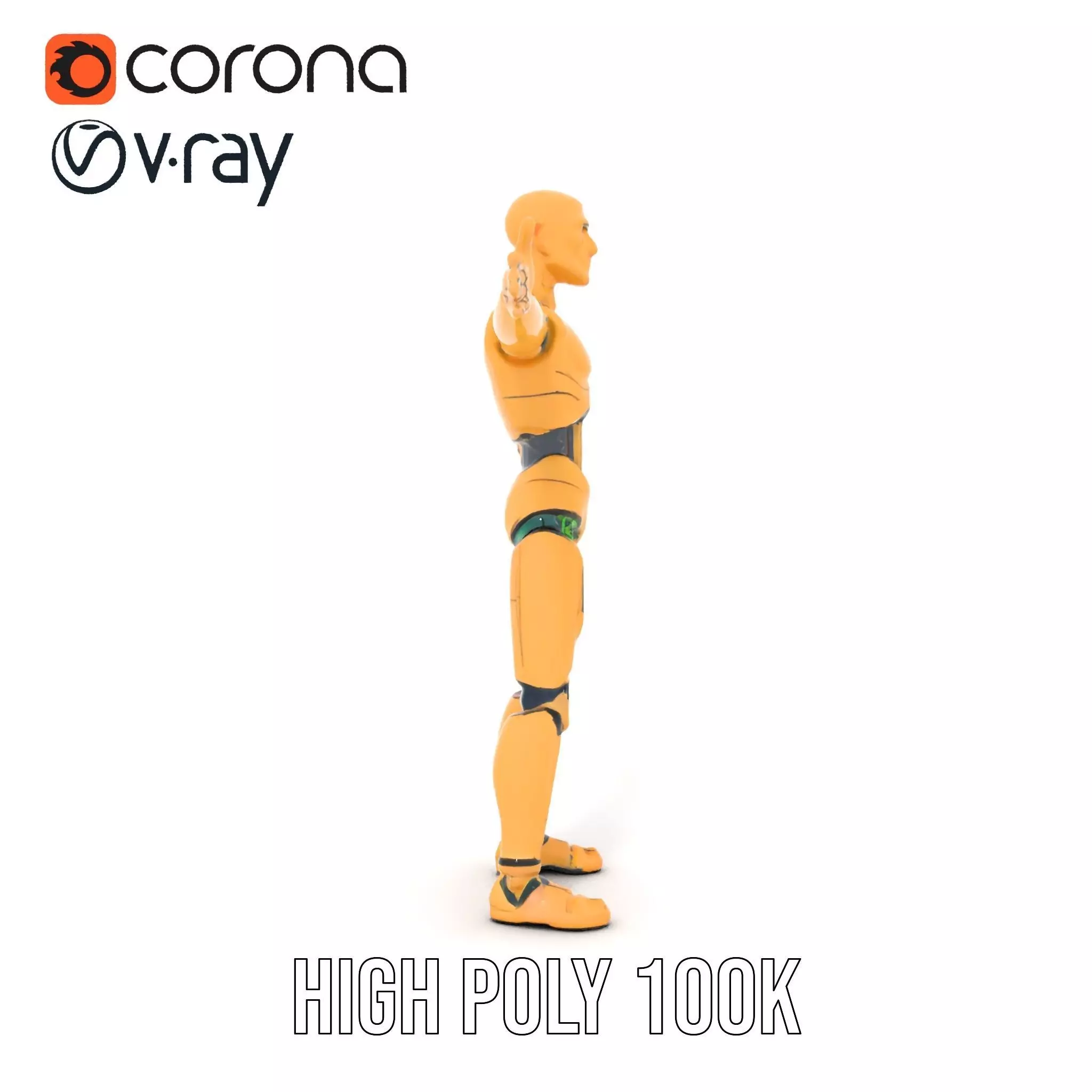 Gold Android Robot model pack Low-poly 3D model_33