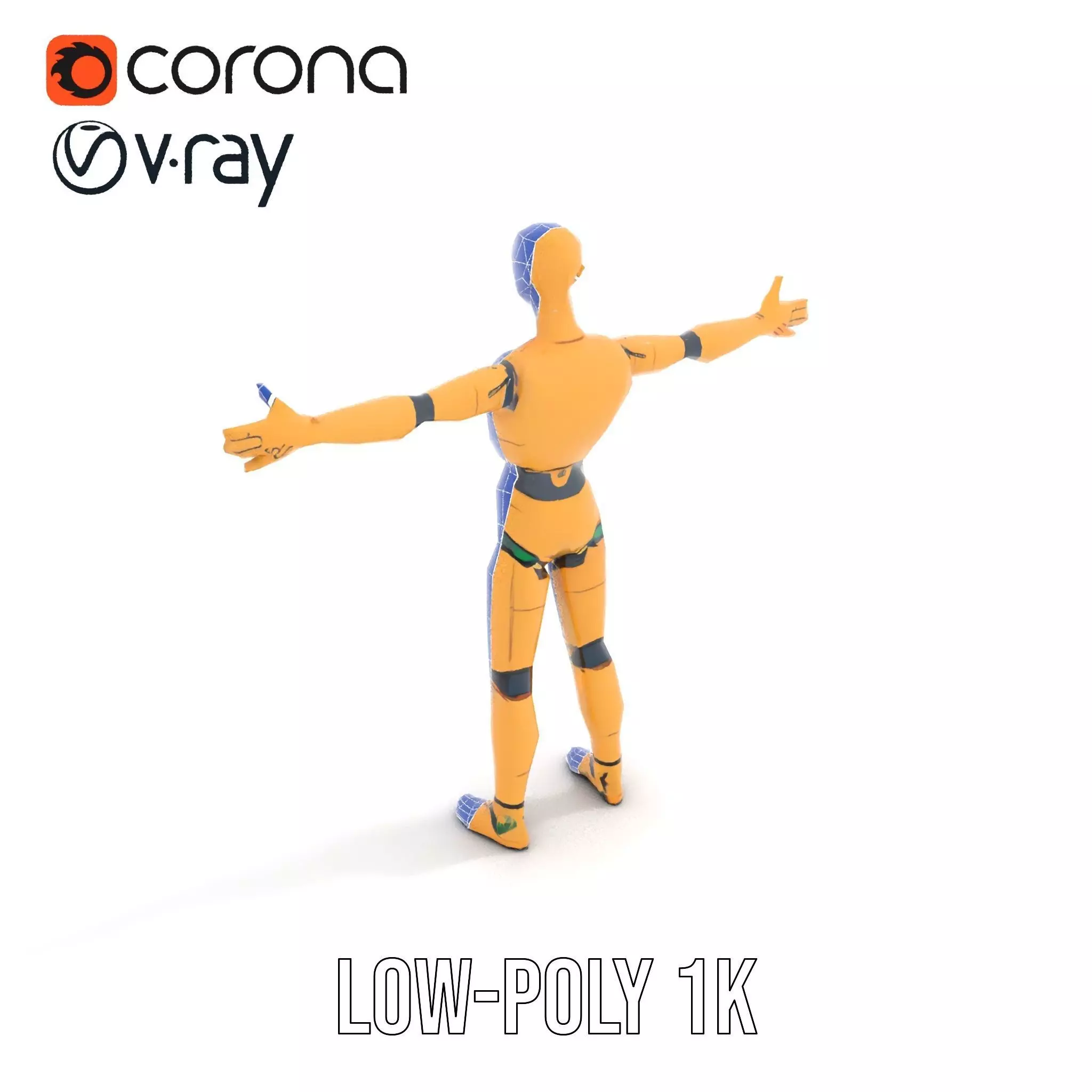 Gold Android Robot model pack Low-poly 3D model_25