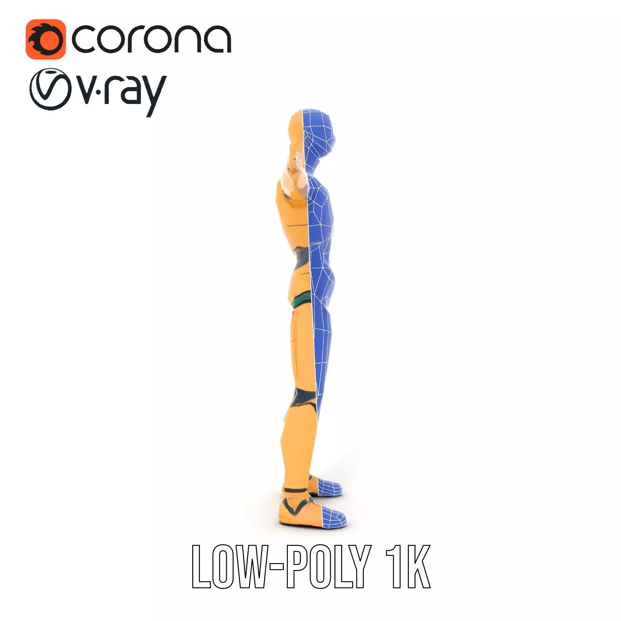 Gold Android Robot model pack Low-poly 3D model_31