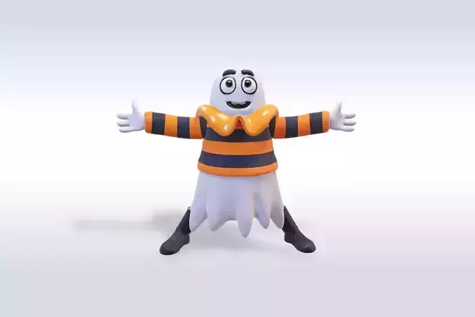 Cheerful Halloween Ghost  Pumpkin Boy 