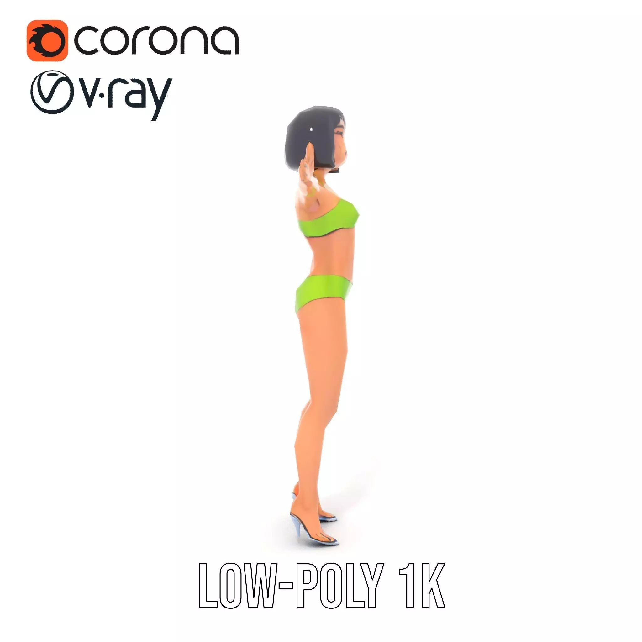 Vibrant Swimsuit Female model pack Low-poly 3D model_9