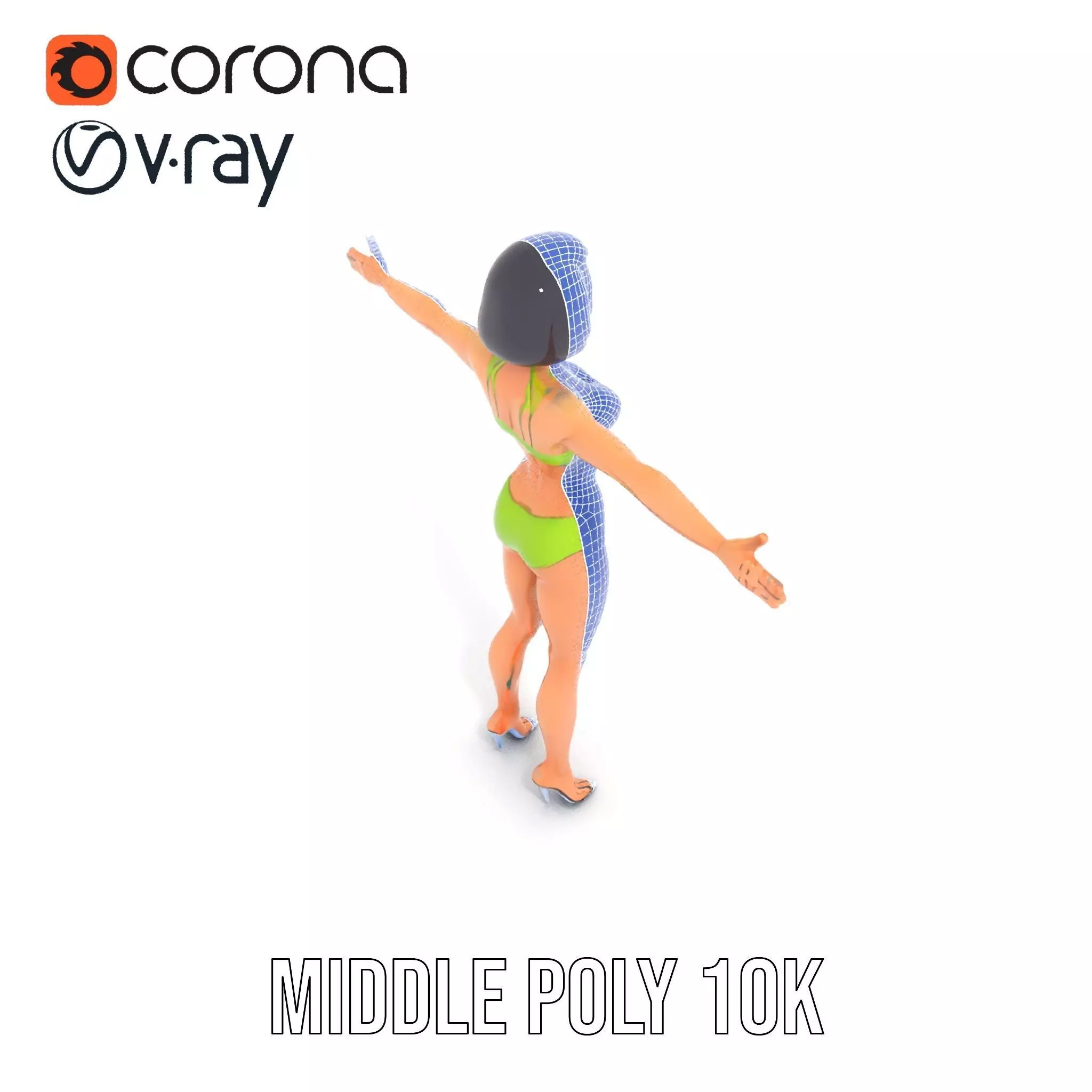 Vibrant Swimsuit Female model pack Low-poly 3D model_13