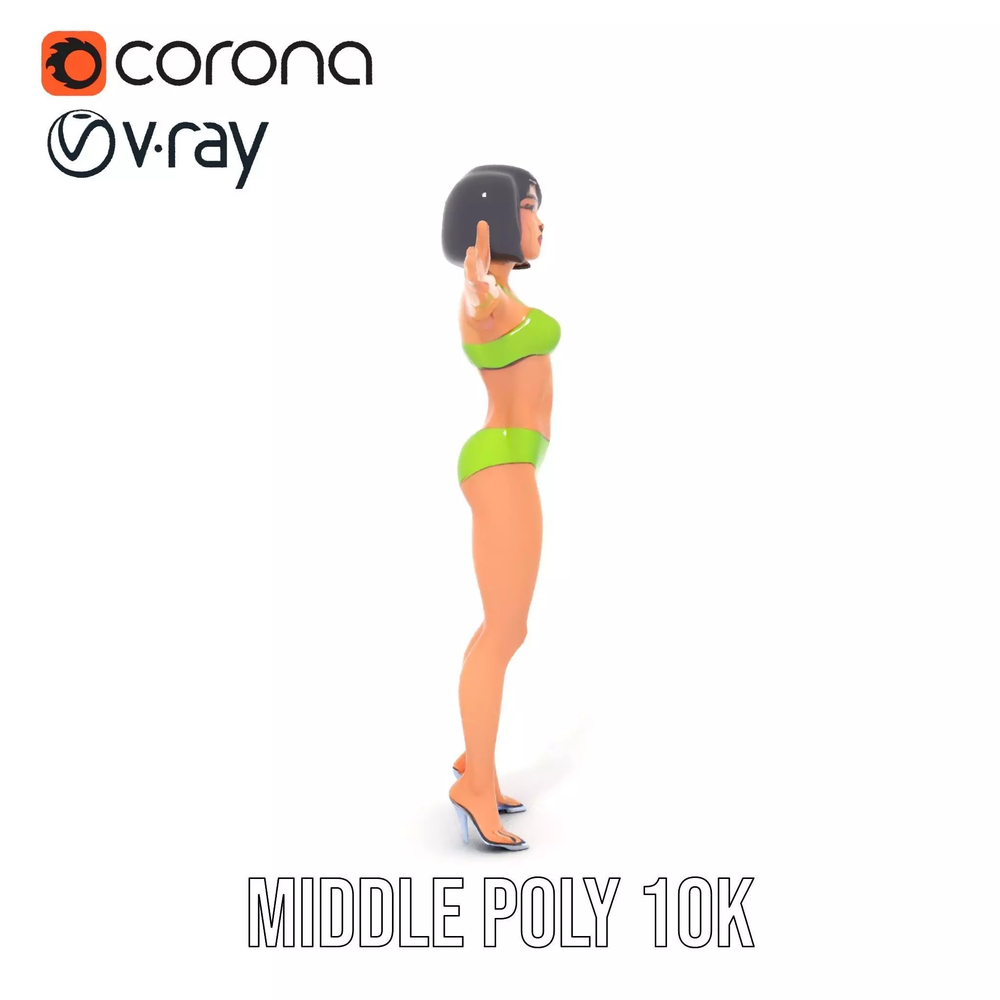 Vibrant Swimsuit Female model pack Low-poly 3D model_19