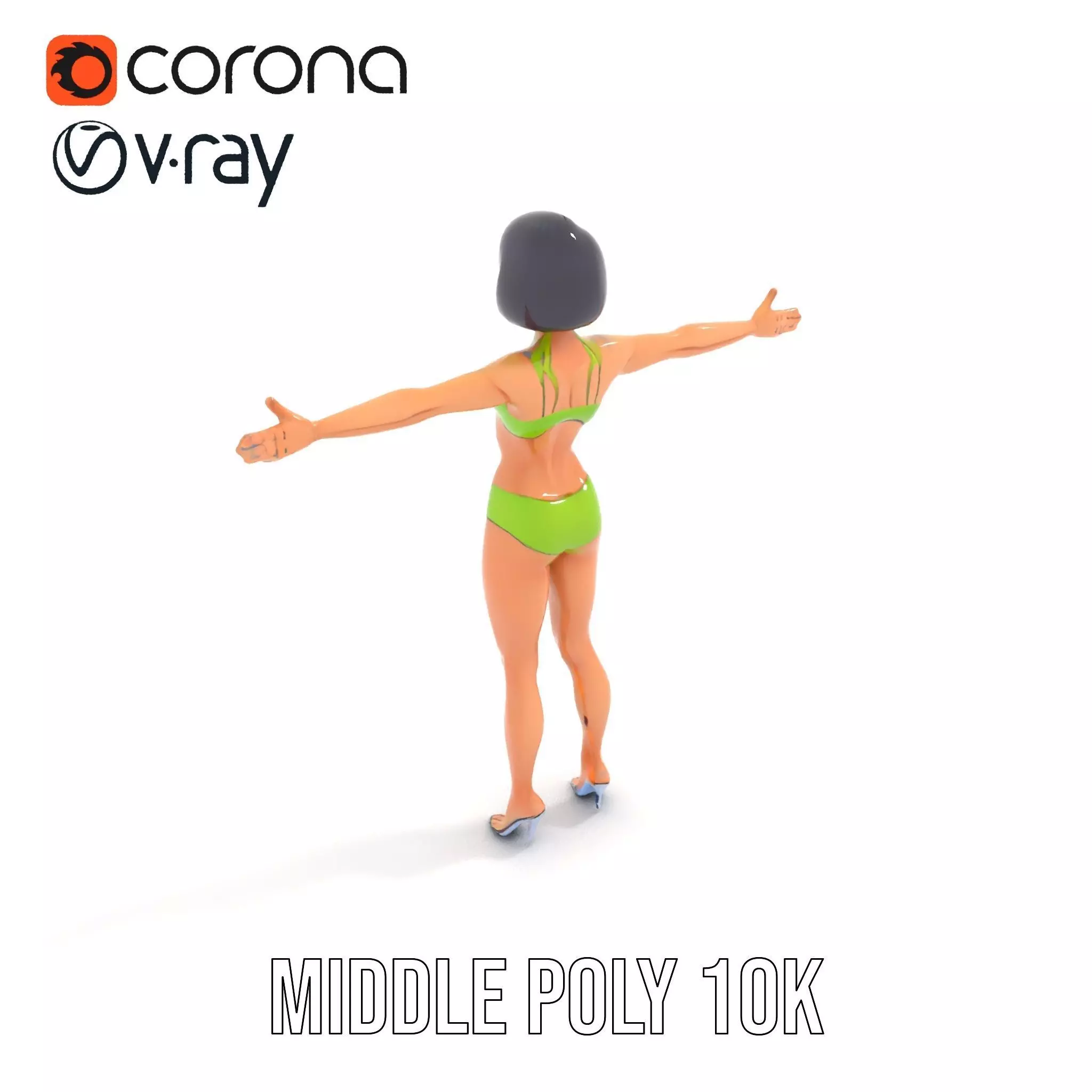 Vibrant Swimsuit Female model pack Low-poly 3D model_5