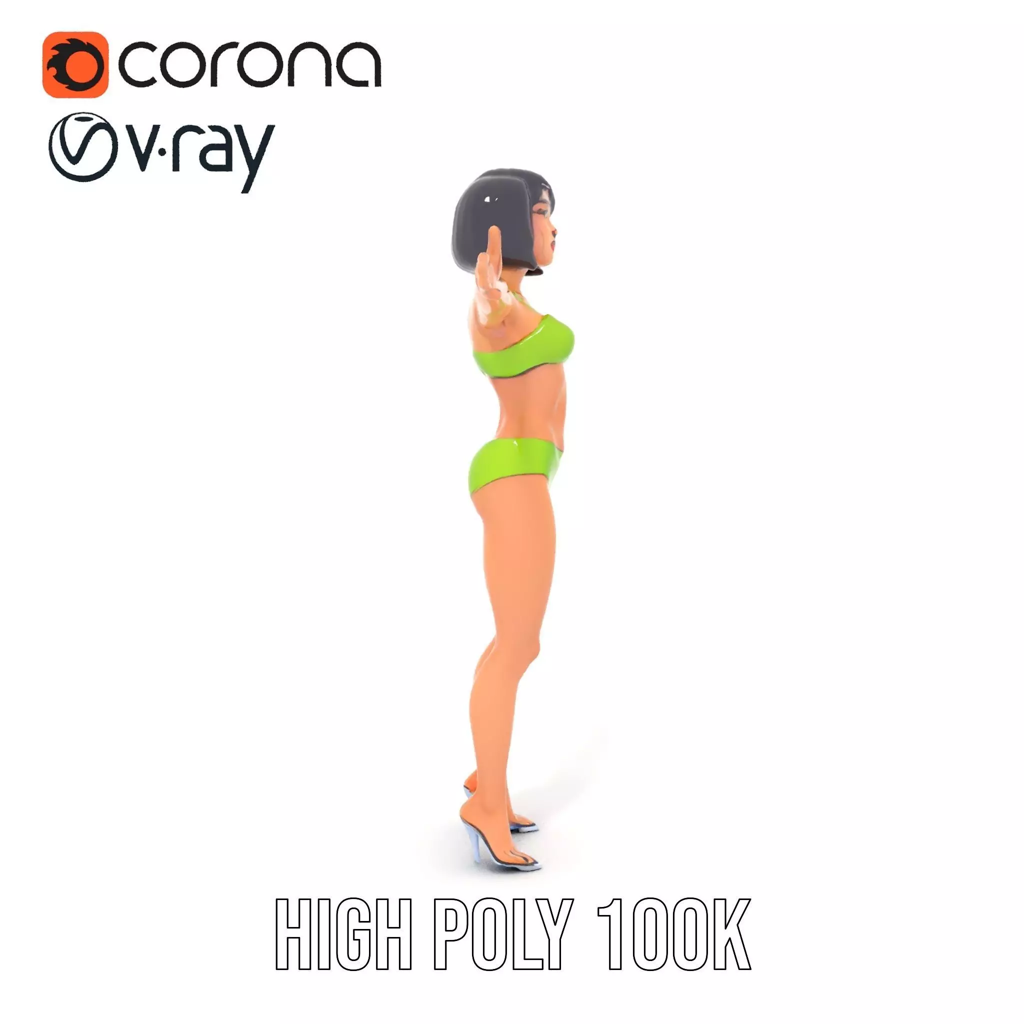Vibrant Swimsuit Female model pack Low-poly 3D model_32