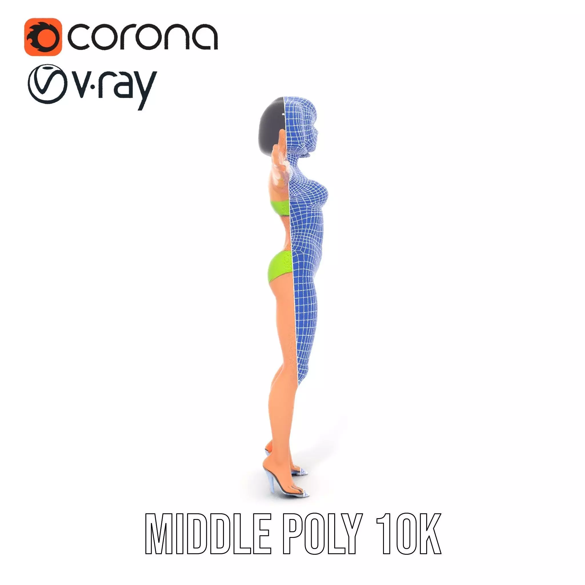 Vibrant Swimsuit Female model pack Low-poly 3D model_27