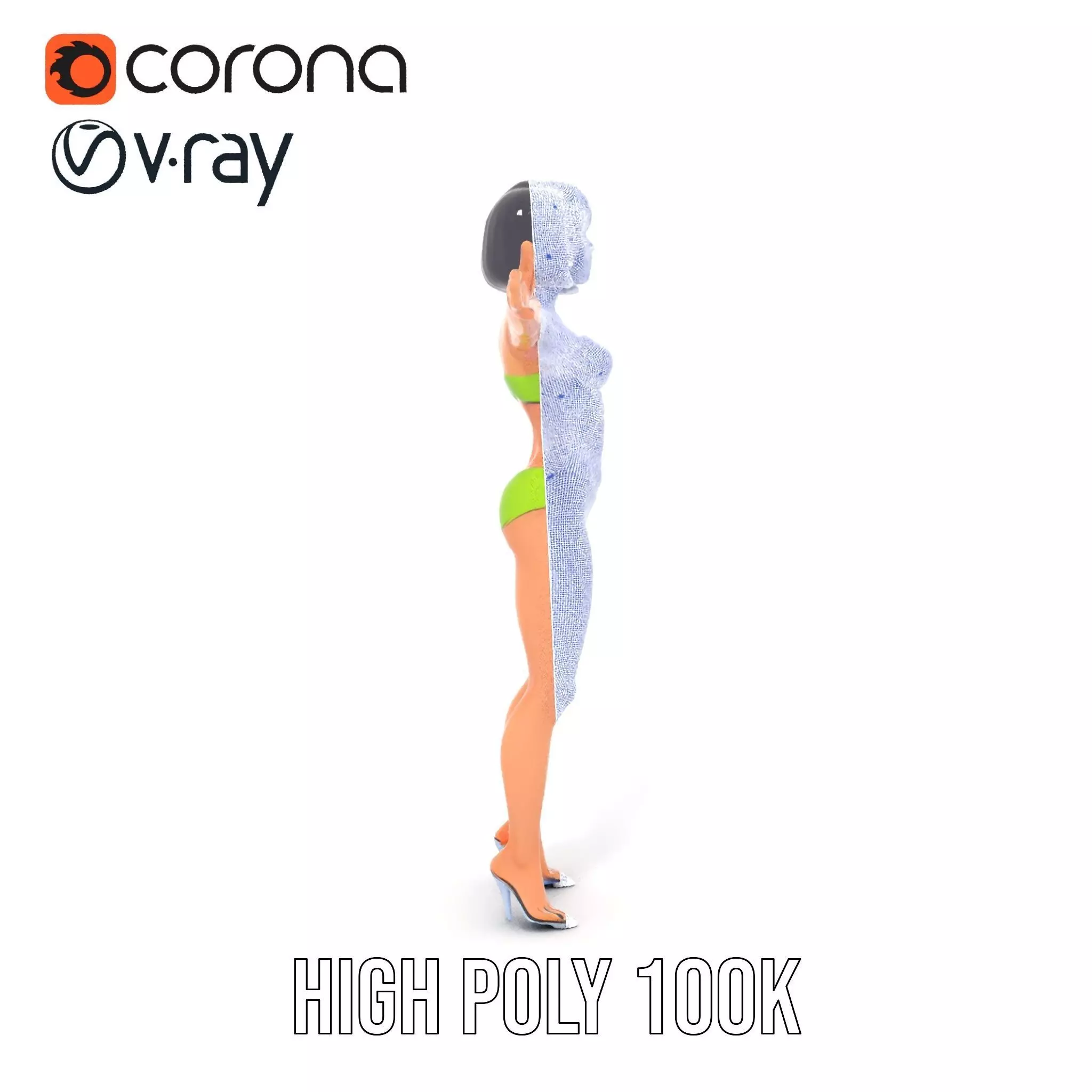 Vibrant Swimsuit Female model pack Low-poly 3D model_34