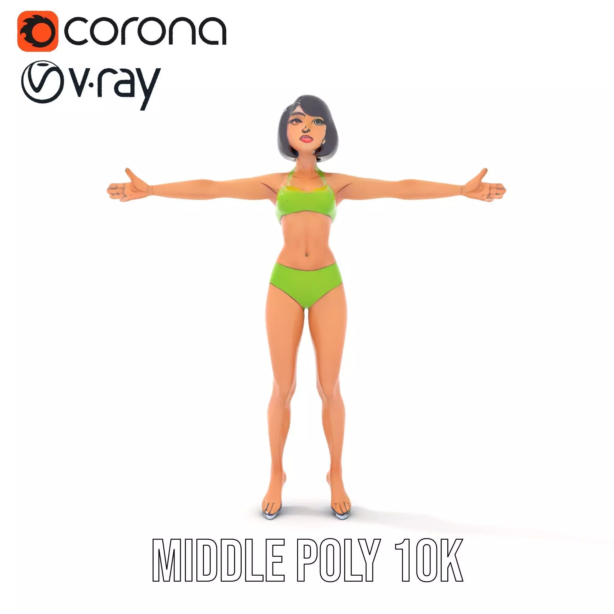 Vibrant Swimsuit Female model pack Low-poly 3D model_11