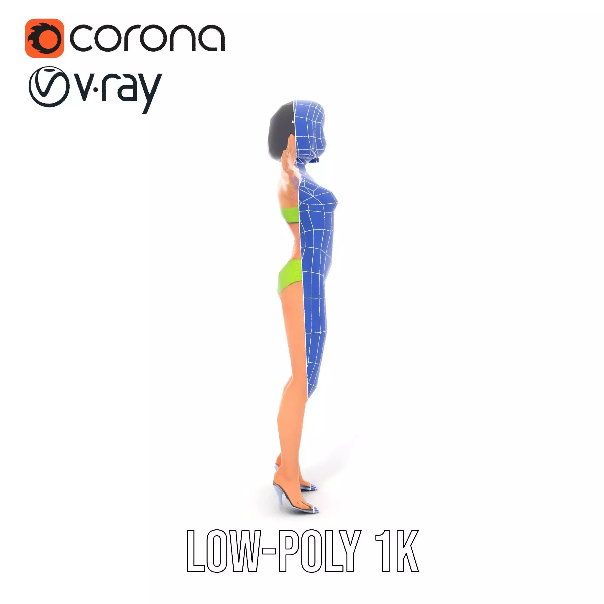 Vibrant Swimsuit Female model pack Low-poly 3D model_30