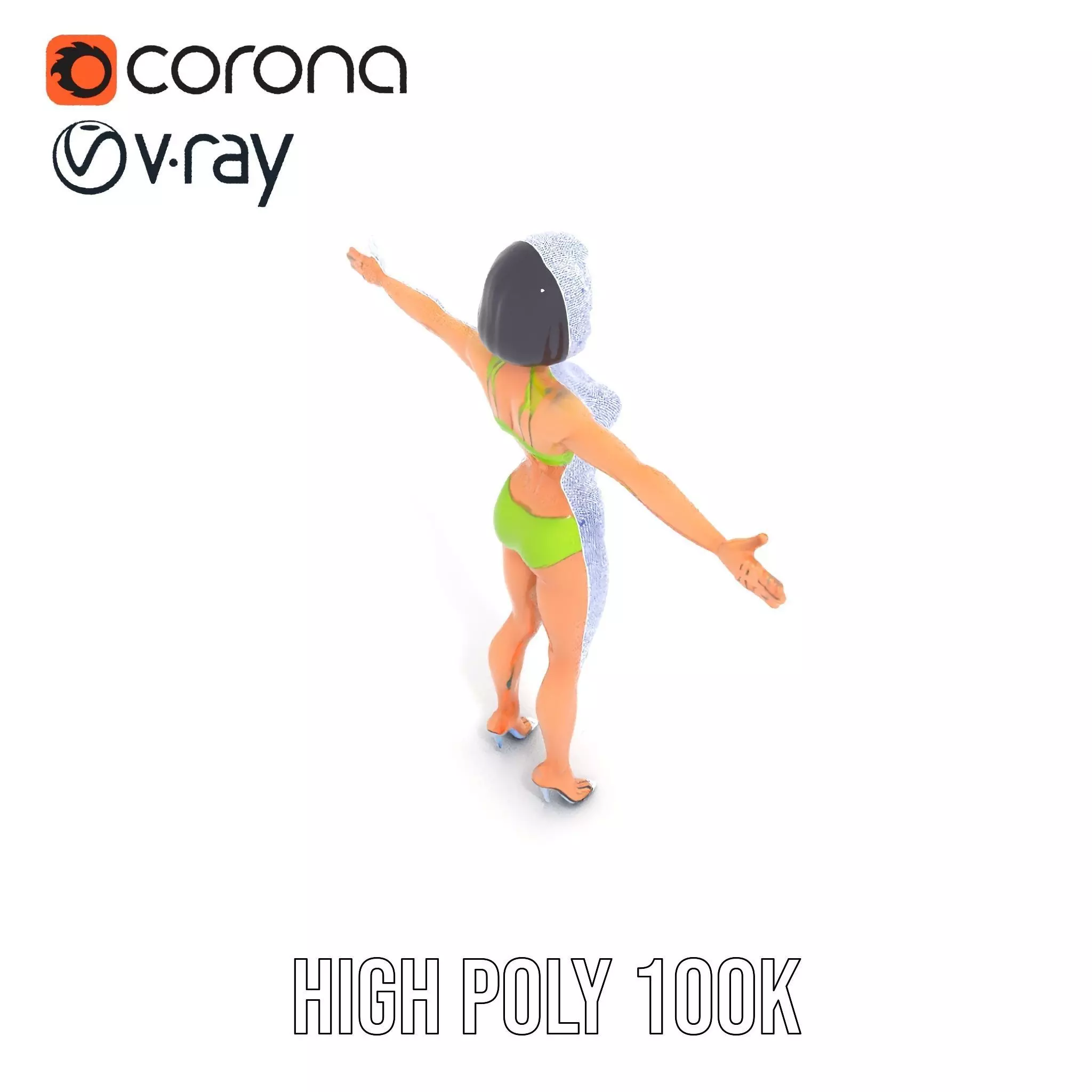 Vibrant Swimsuit Female model pack Low-poly 3D model_33