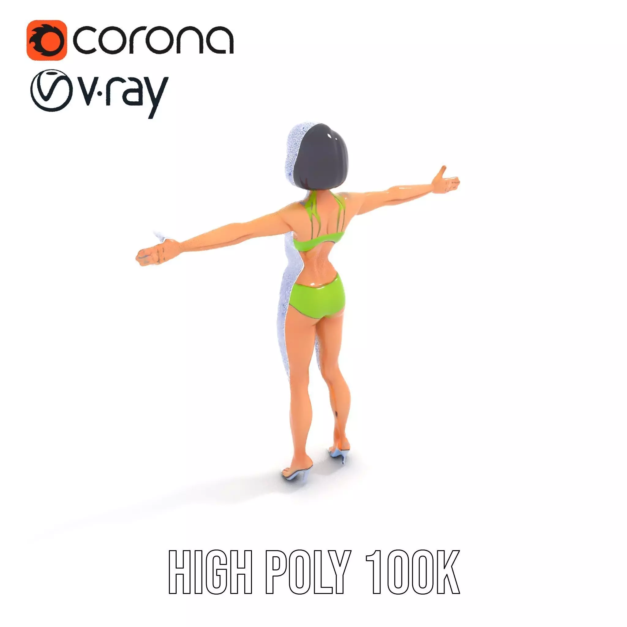 Vibrant Swimsuit Female model pack Low-poly 3D model_23