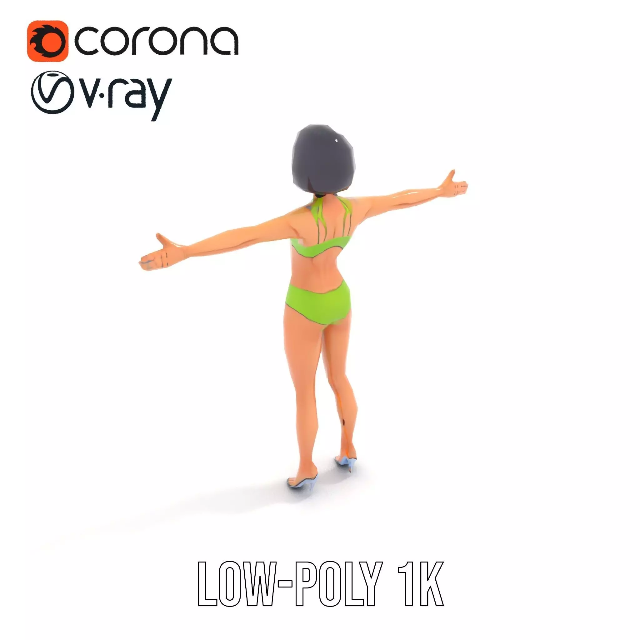 Vibrant Swimsuit Female model pack Low-poly 3D model_14