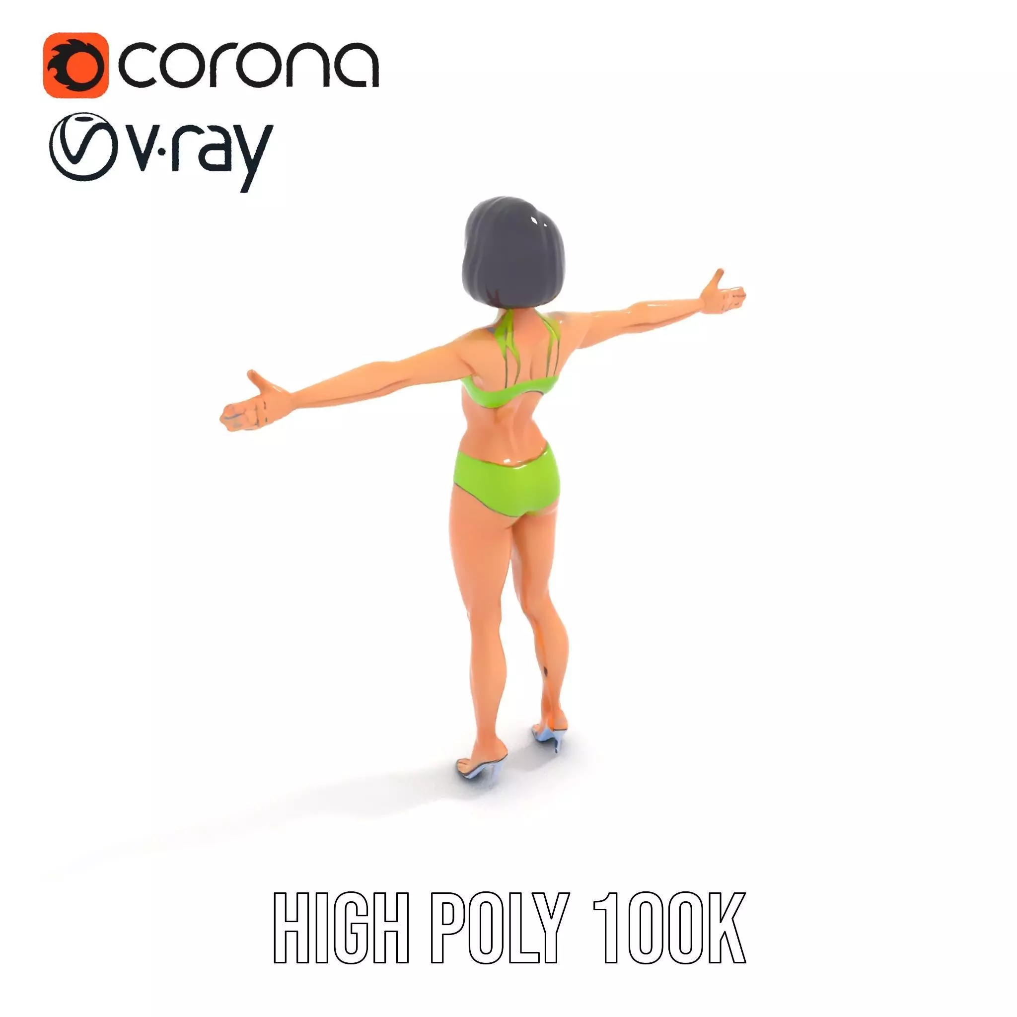 Vibrant Swimsuit Female model pack Low-poly 3D model_18