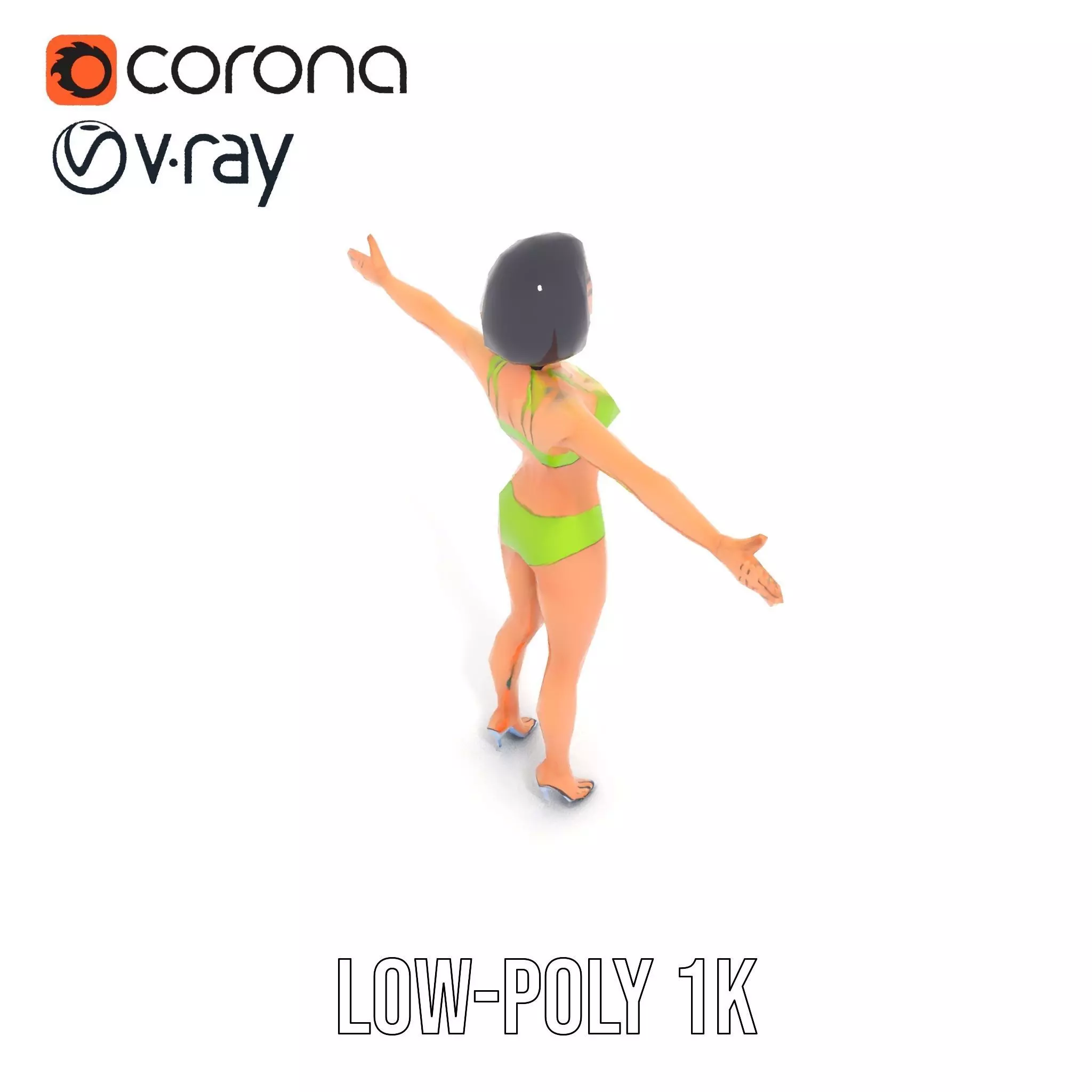 Vibrant Swimsuit Female model pack Low-poly 3D model_7