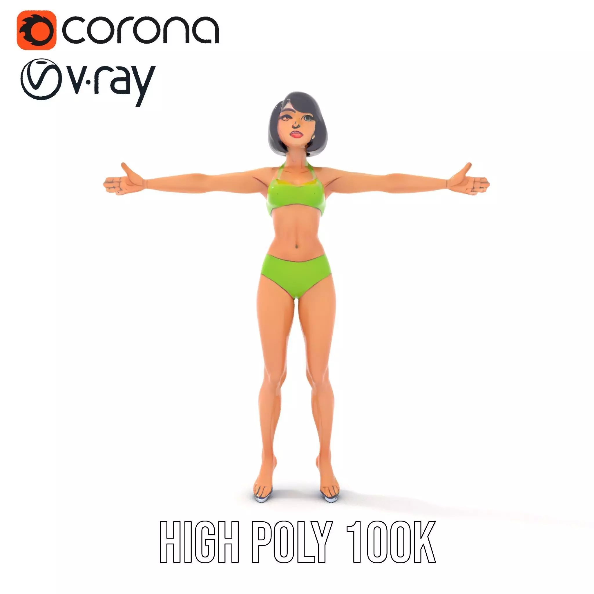 Vibrant Swimsuit Female model pack Low-poly 3D model_31
