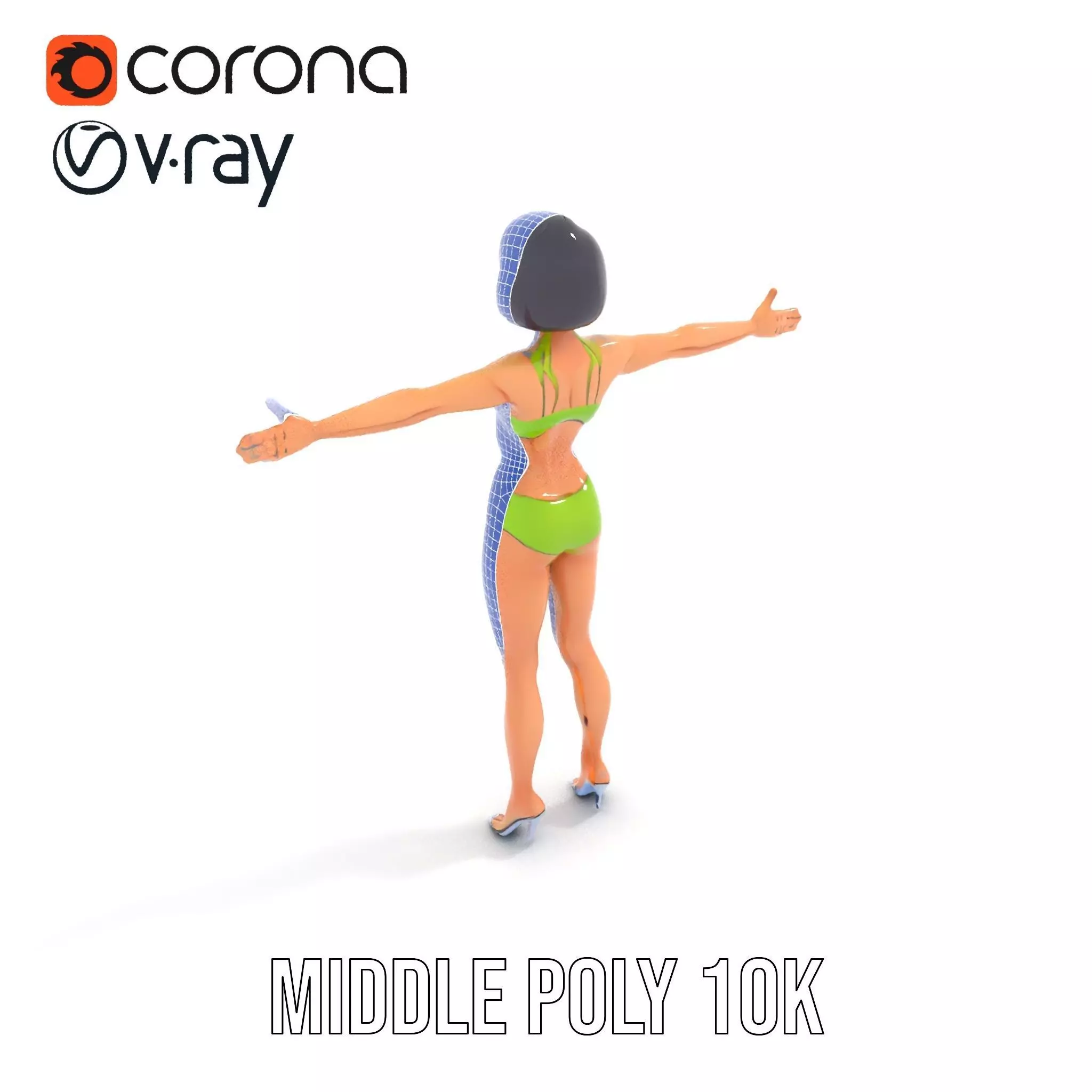 Vibrant Swimsuit Female model pack Low-poly 3D model_24