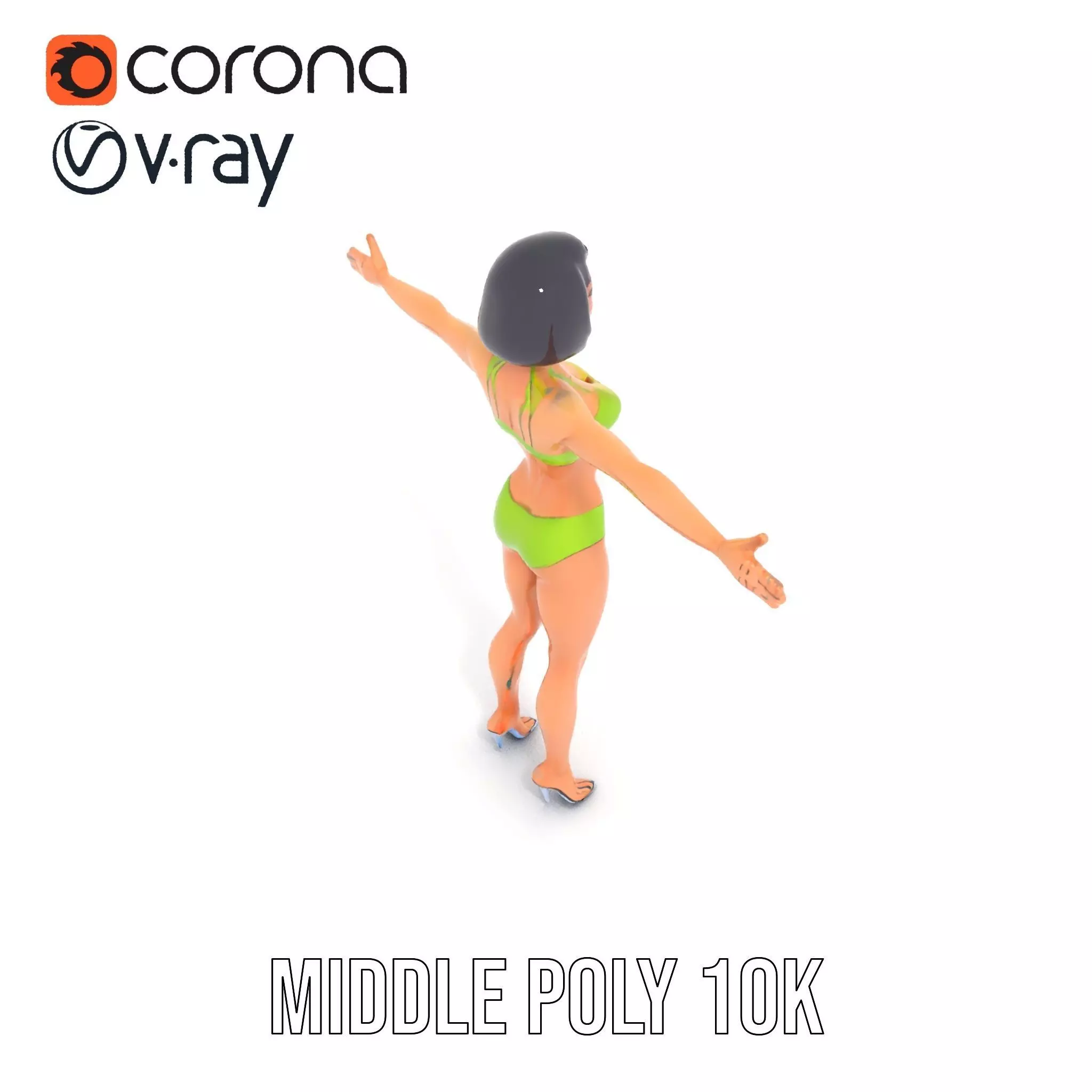 Vibrant Swimsuit Female model pack Low-poly 3D model_16