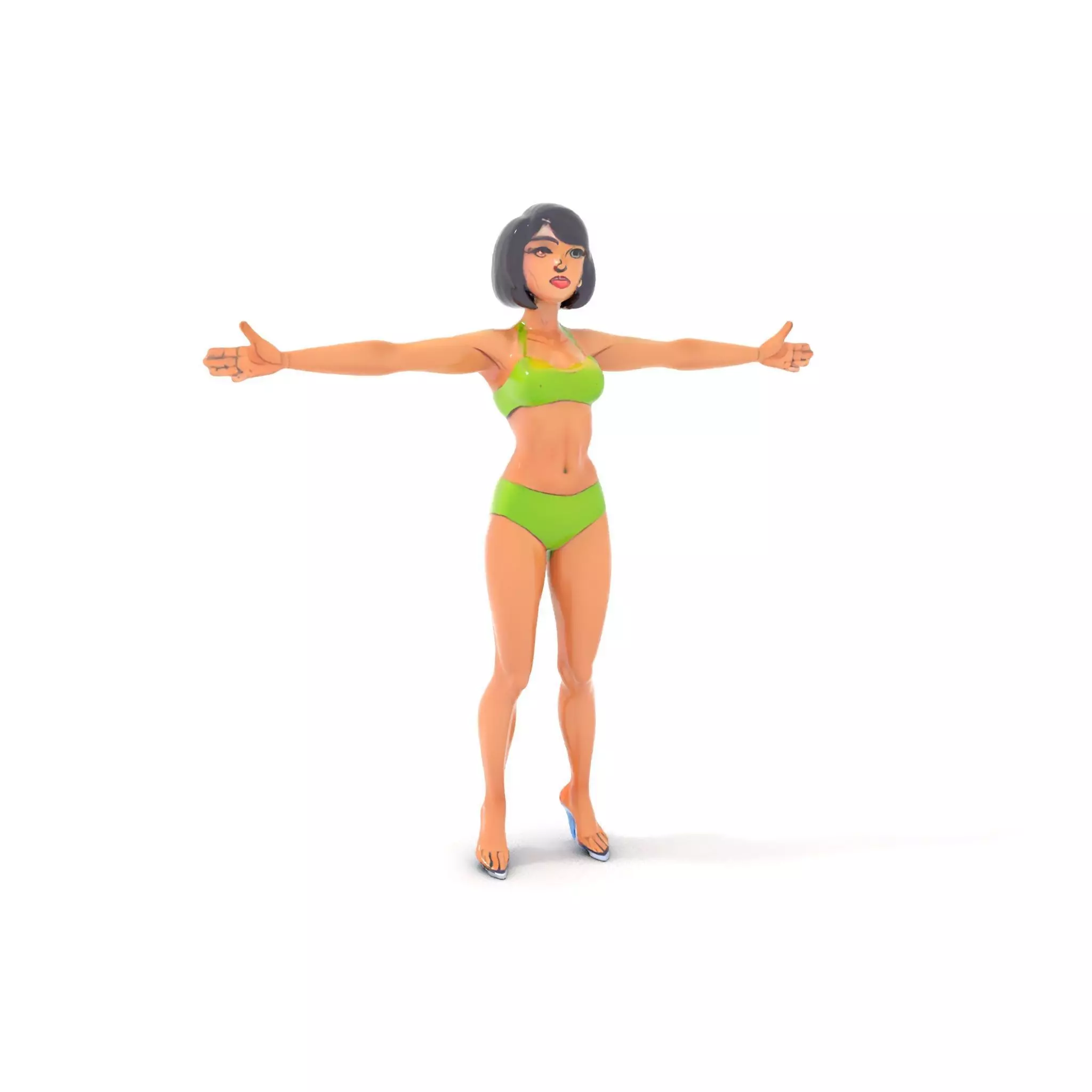 Vibrant Swimsuit Female model pack Low-poly 3D model_0