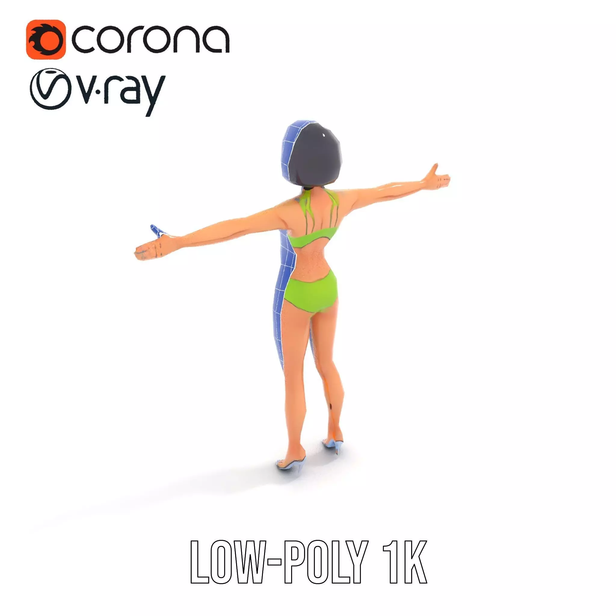 Vibrant Swimsuit Female model pack Low-poly 3D model_22