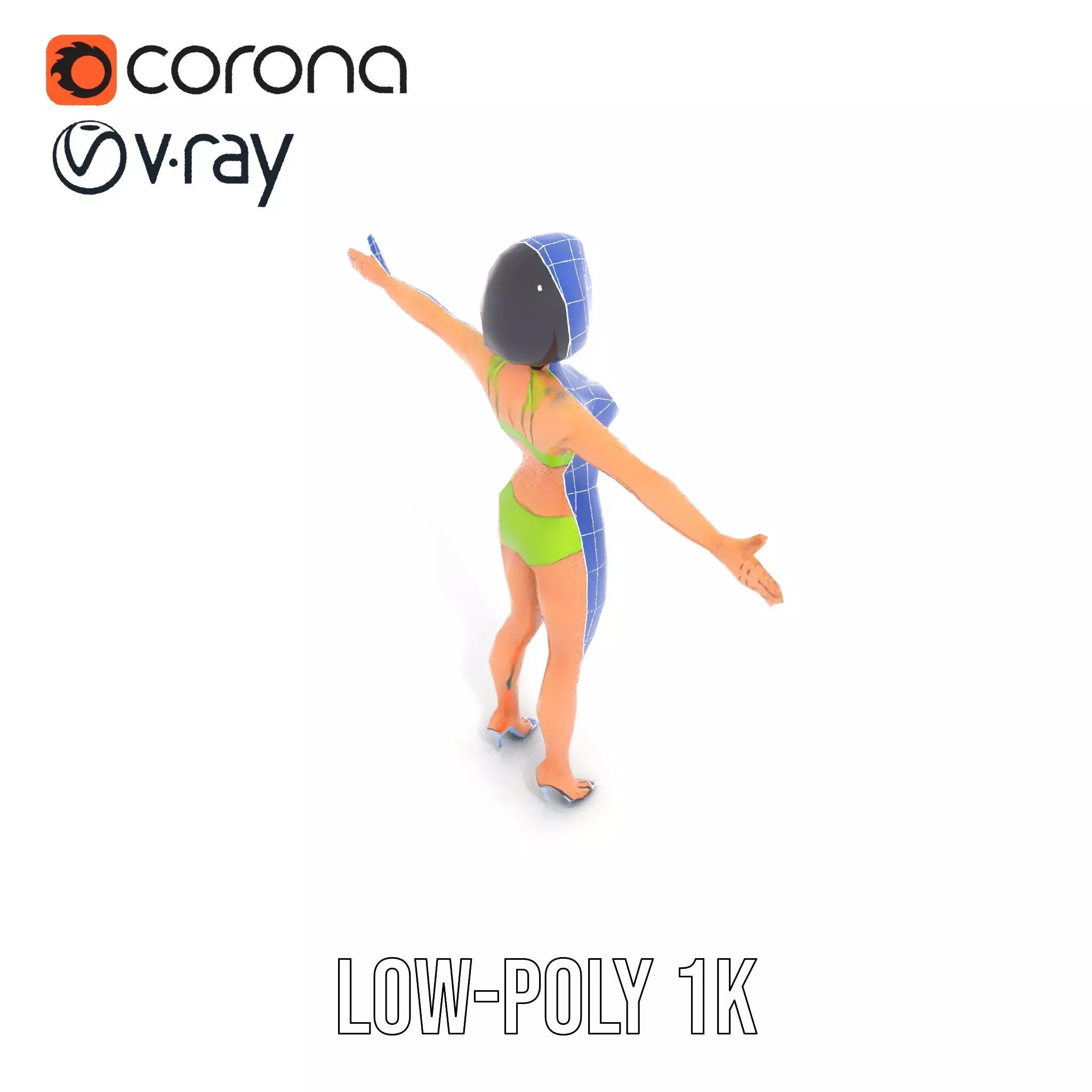 Vibrant Swimsuit Female model pack Low-poly 3D model_28
