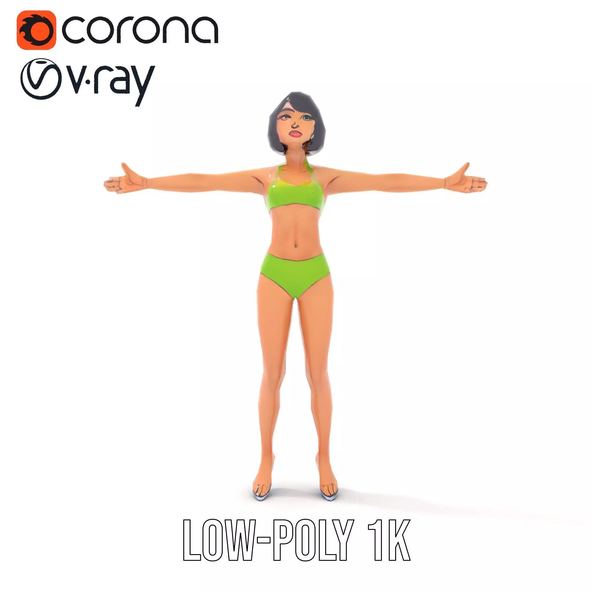 Vibrant Swimsuit Female model pack Low-poly 3D model_20
