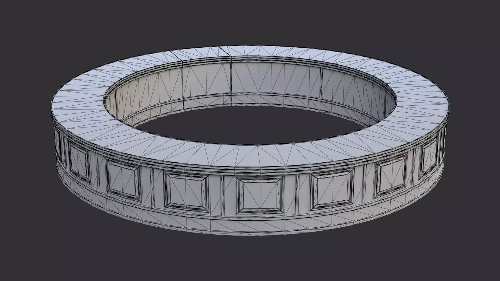 Rounded Central Bar Table Circular Accent Low-poly 3D model_7