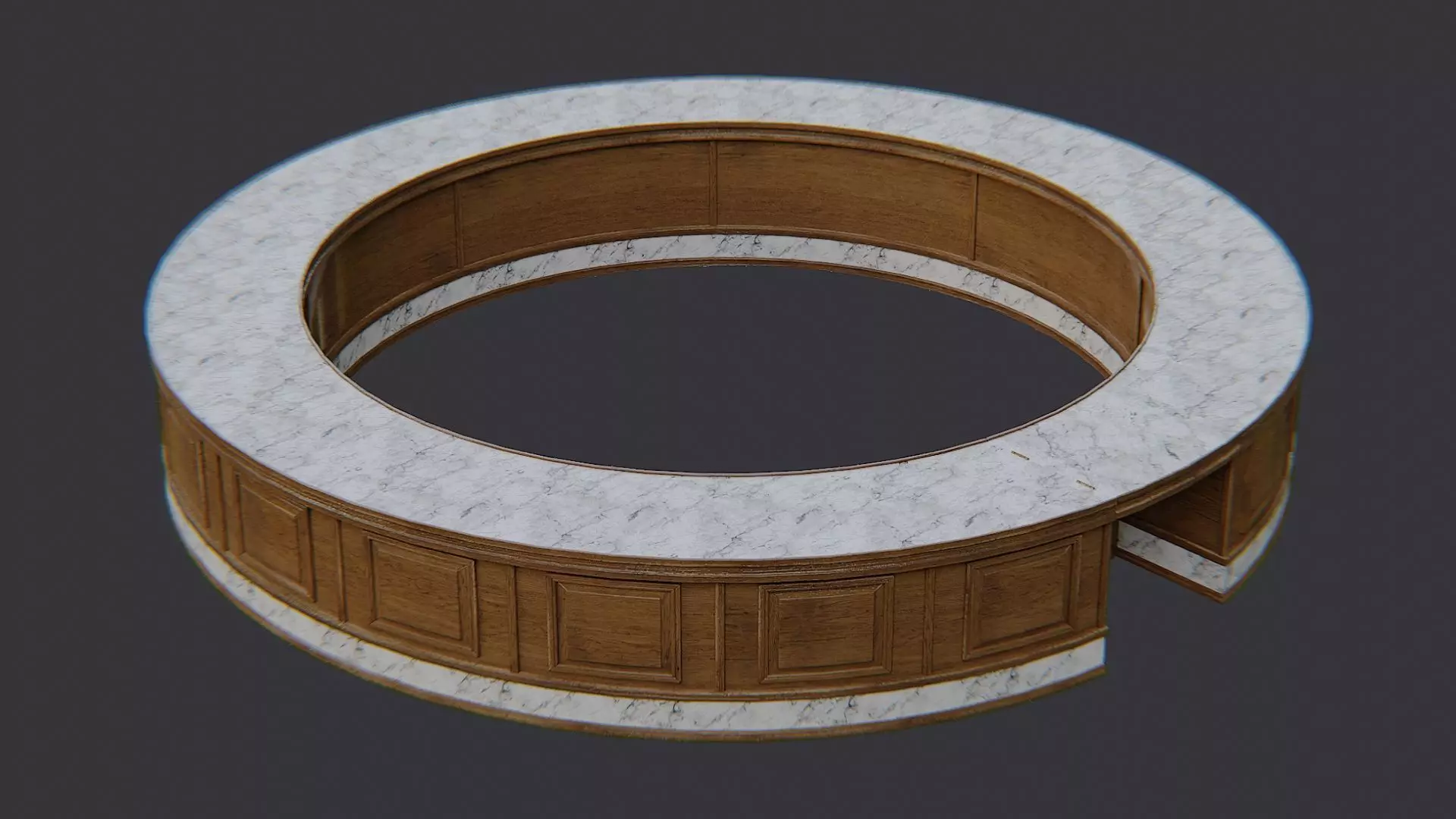 Rounded Central Bar Table Circular Accent Low-poly 3D model_3