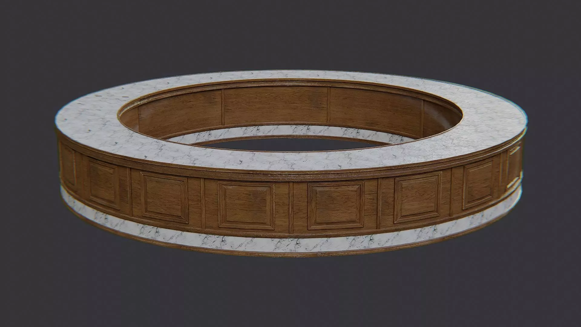 Rounded Central Bar Table Circular Accent Low-poly 3D model_1