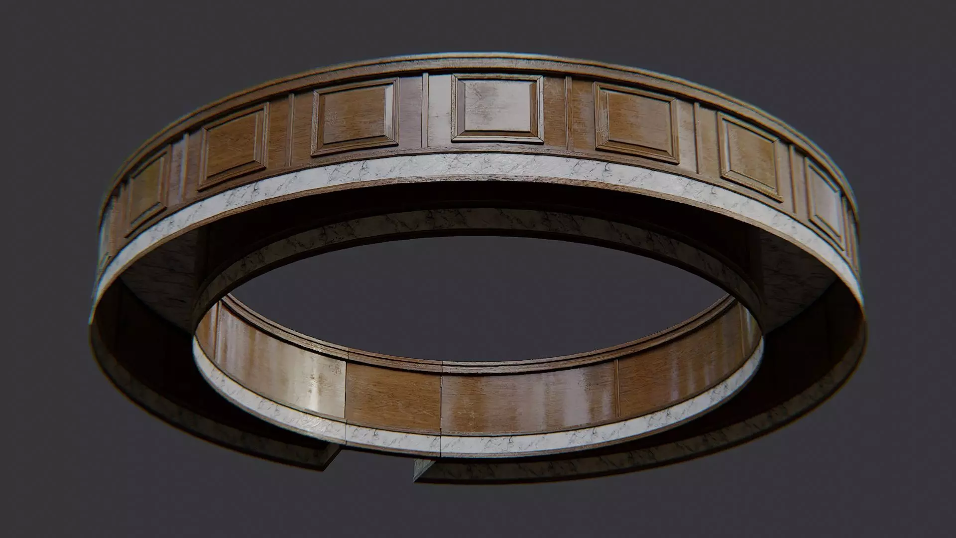 Rounded Central Bar Table Circular Accent Low-poly 3D model_5