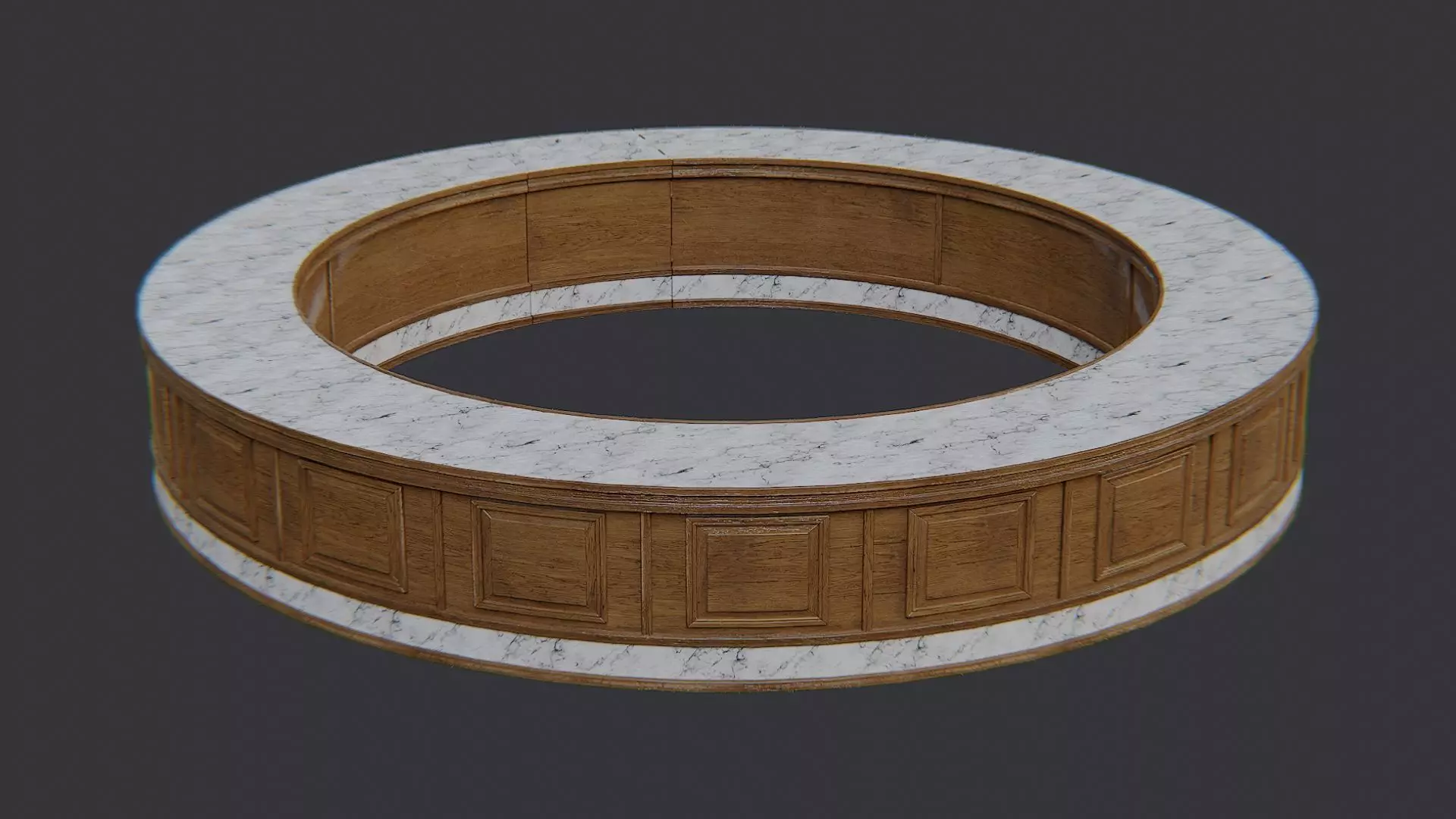 Rounded Central Bar Table Circular Accent Low-poly 3D model_0