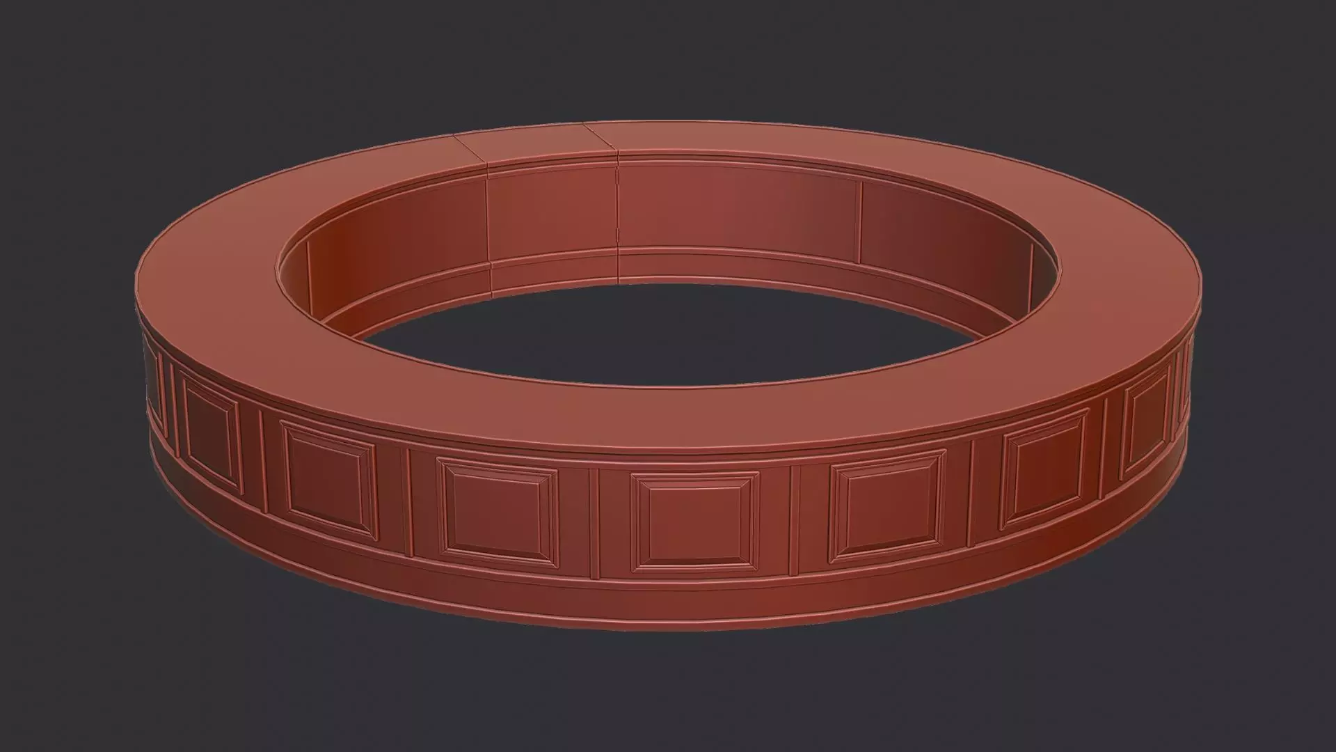 Rounded Central Bar Table Circular Accent Low-poly 3D model_6