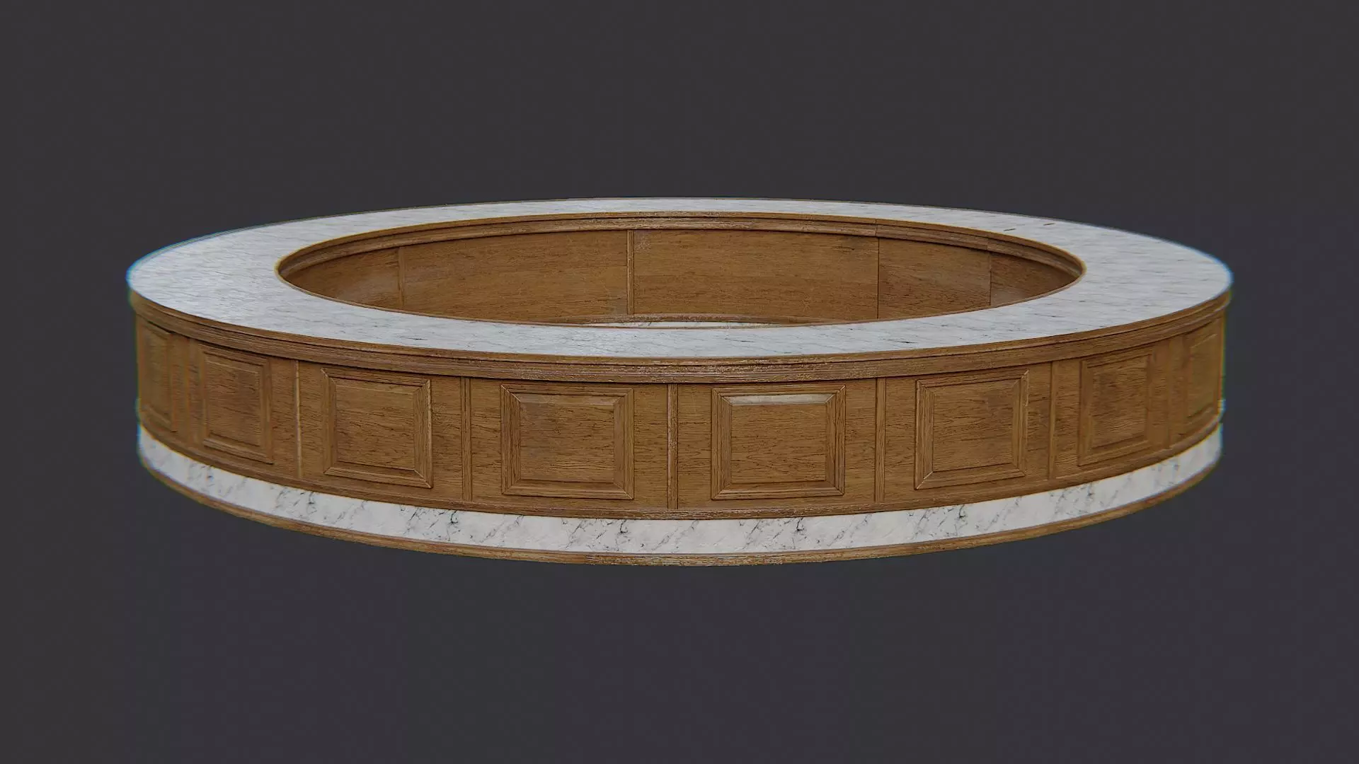 Rounded Central Bar Table Circular Accent Low-poly 3D model_2