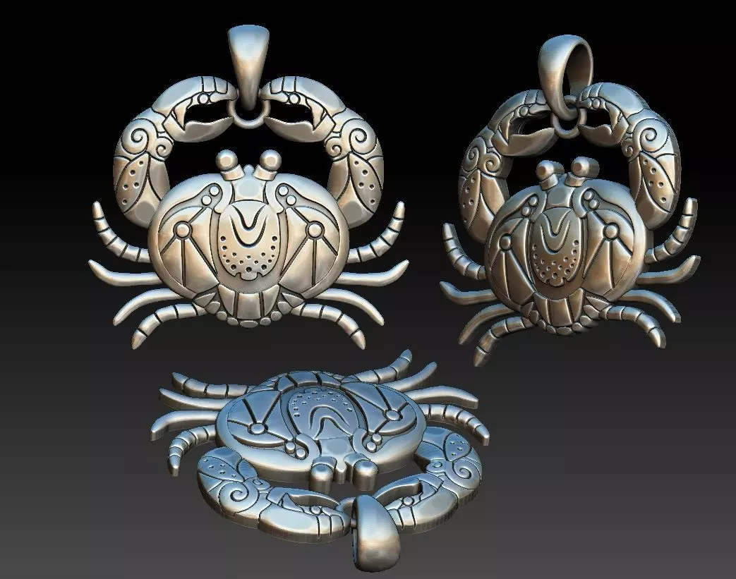 Crab Pendant 3D Mode 3D print model_2