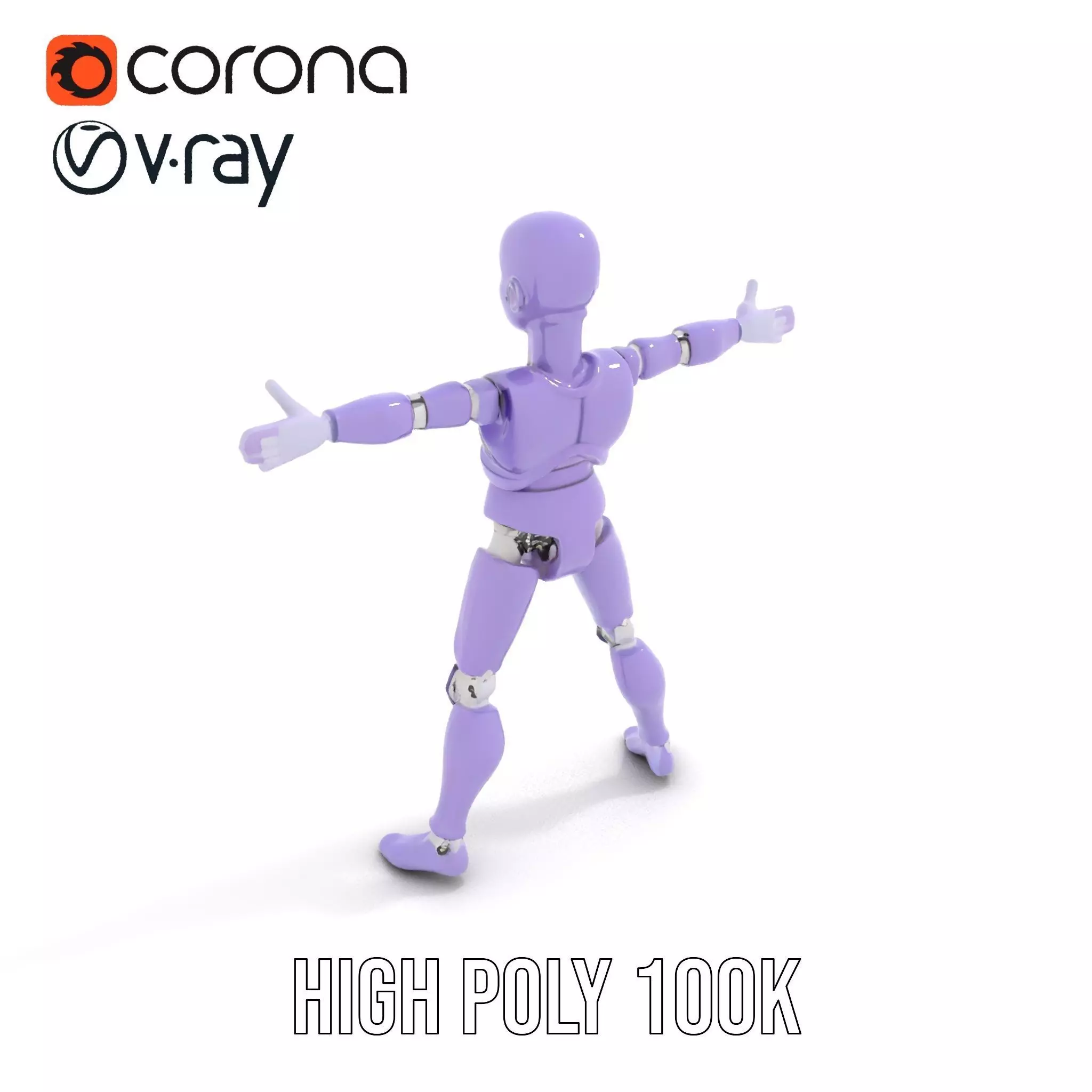 Purple Articulation Dummy model pack Low-poly 3D model_15