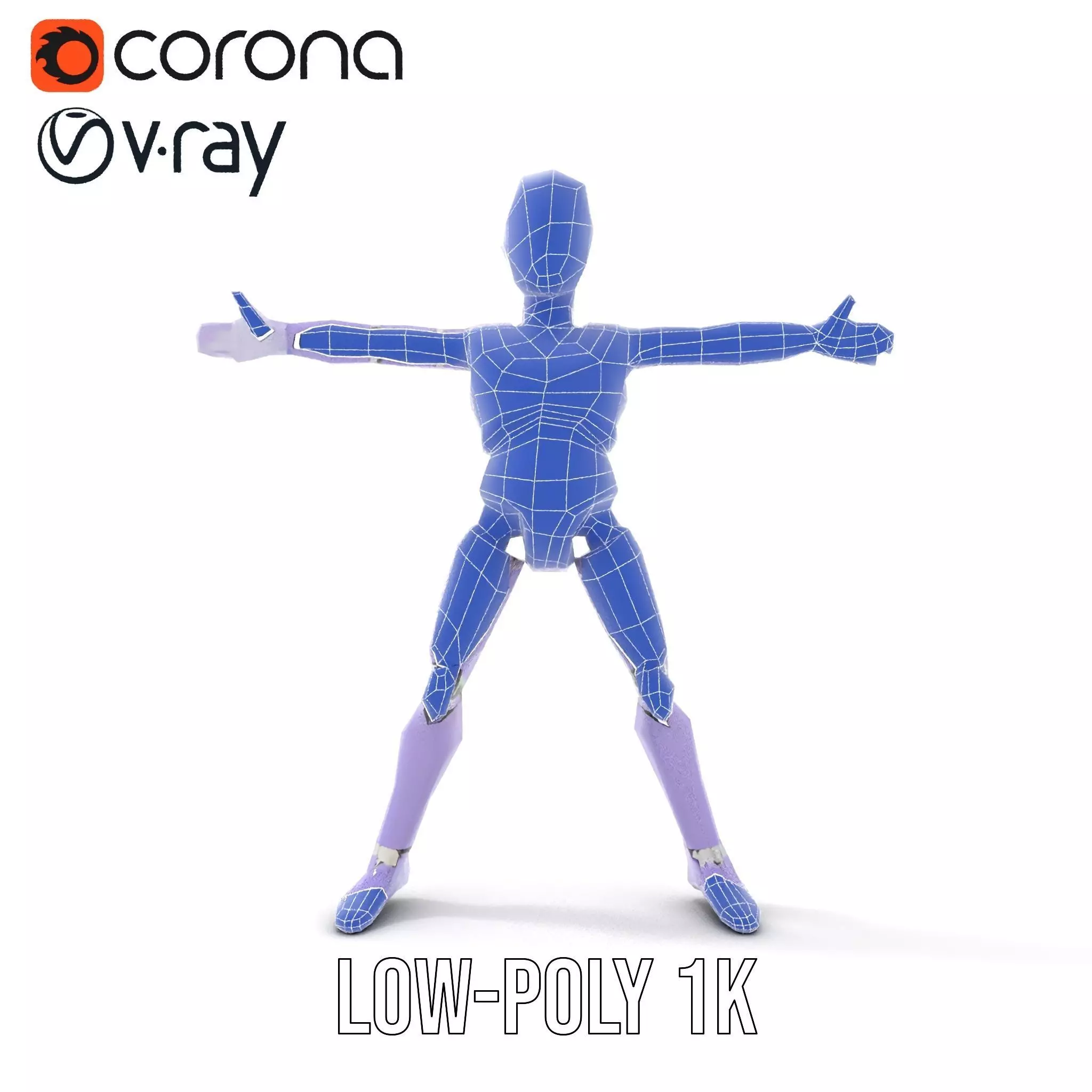 Purple Articulation Dummy model pack Low-poly 3D model_20