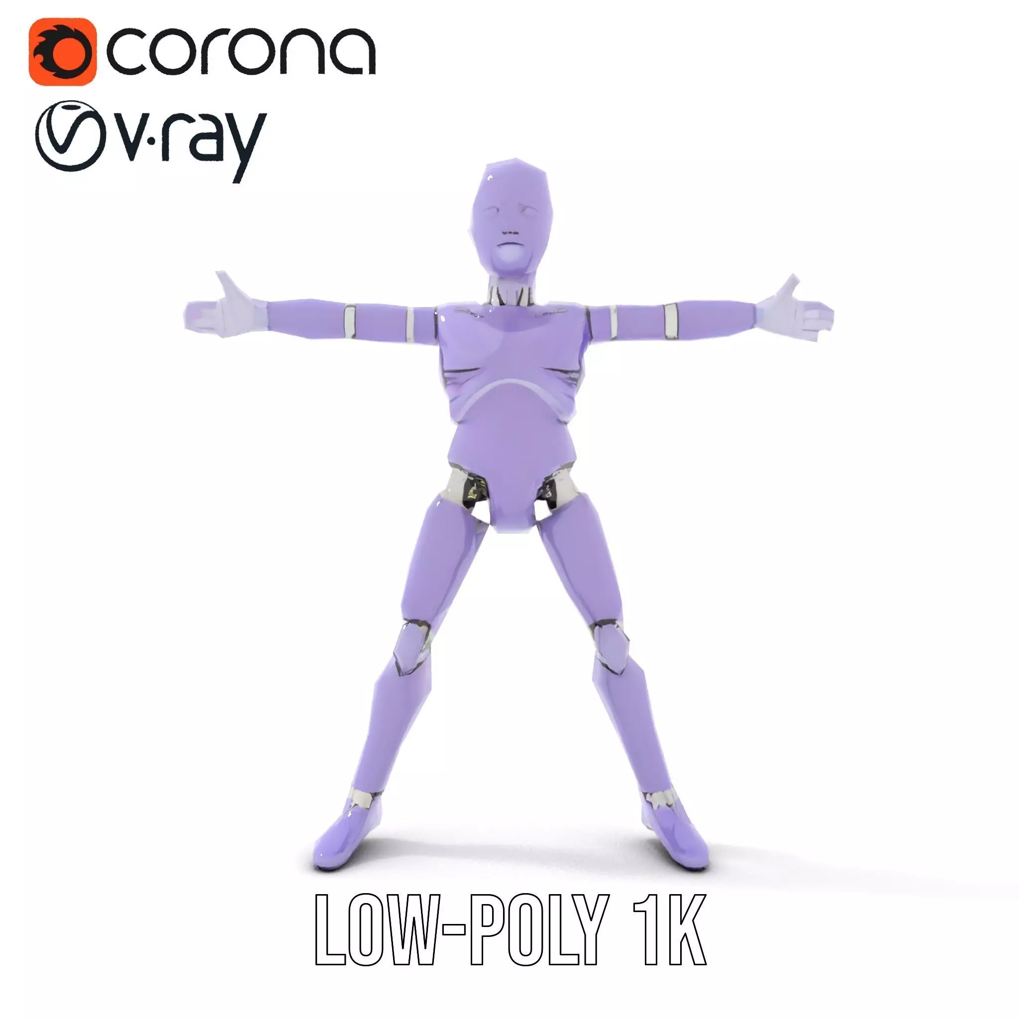 Purple Articulation Dummy model pack Low-poly 3D model_23