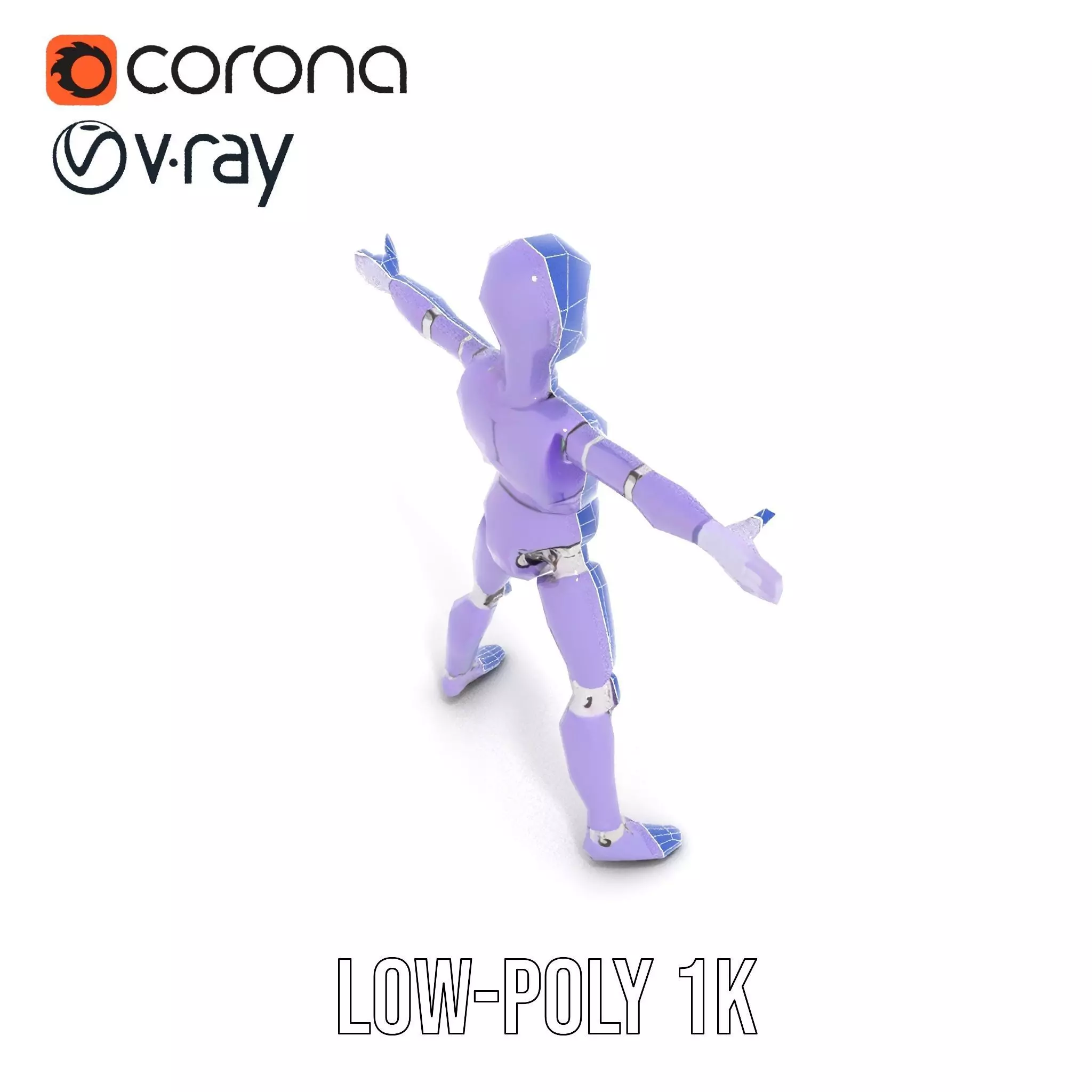 Purple Articulation Dummy model pack Low-poly 3D model_17